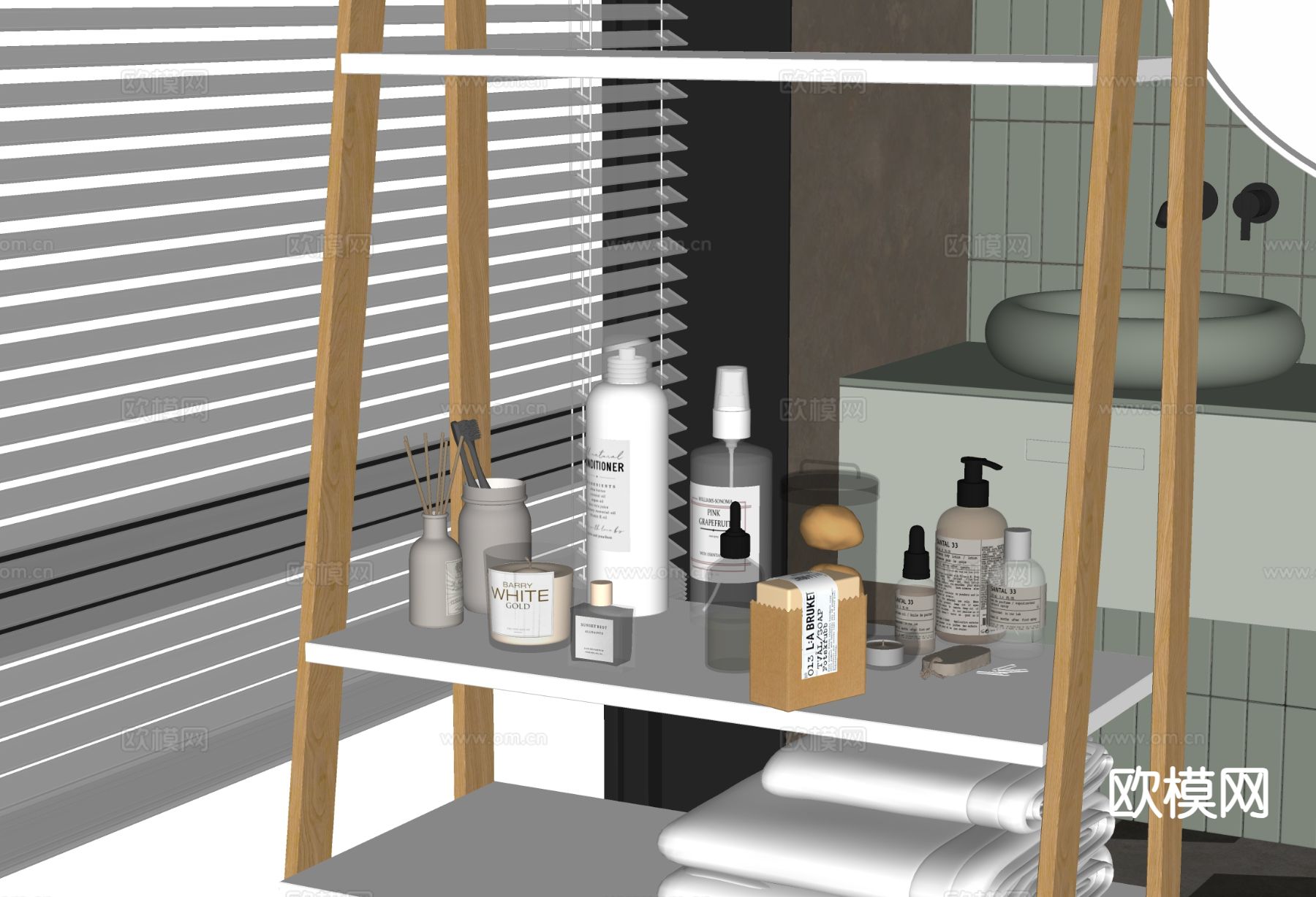 洗浴用品 洗发水 香皂 香薰 牙刷su模型下载（渲染图1）