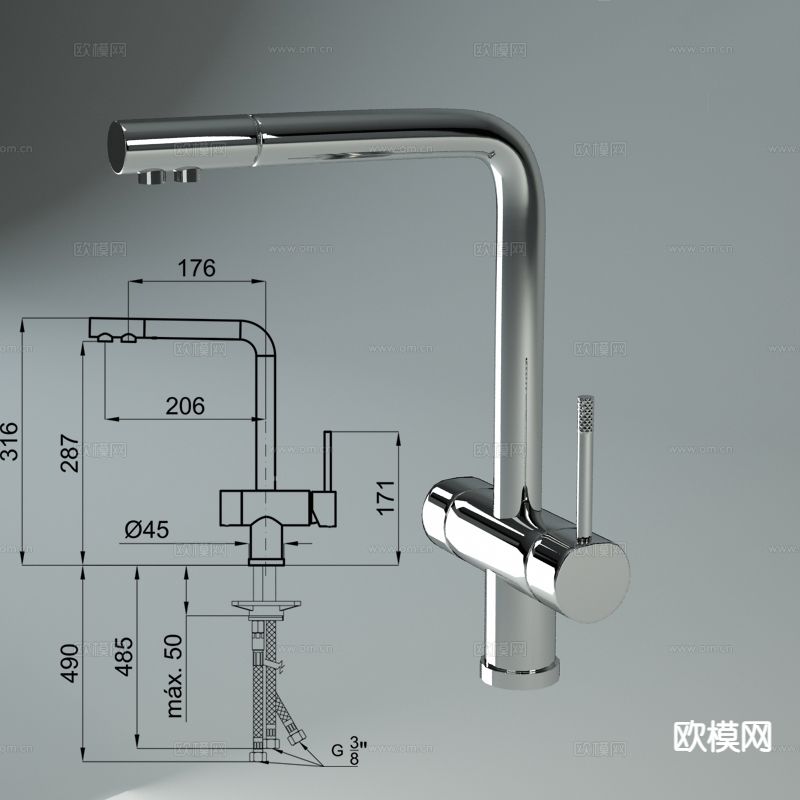 现代水龙头3d模型