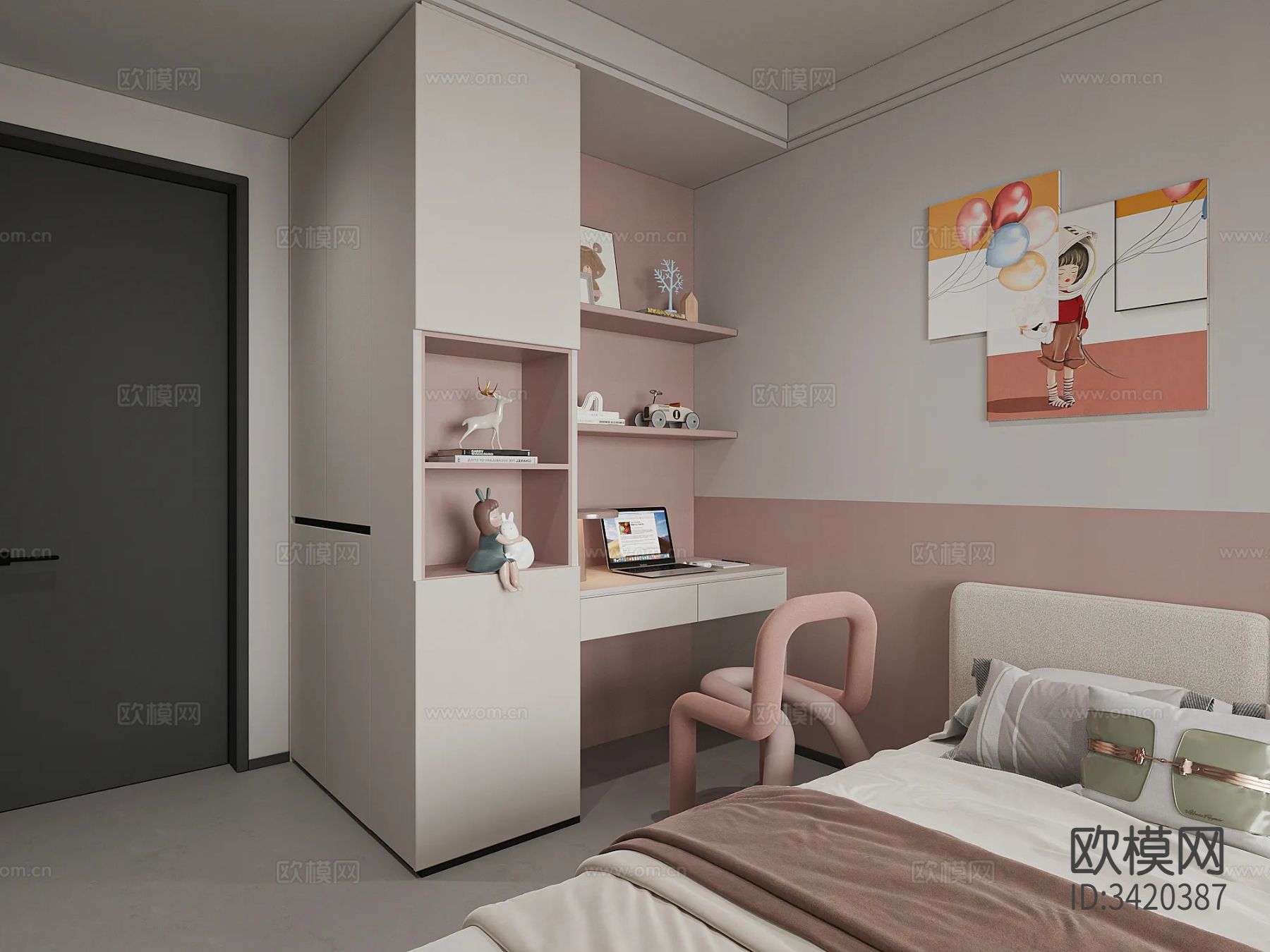 简约黑白平层客餐厅装修效果图下载（渲染图10）