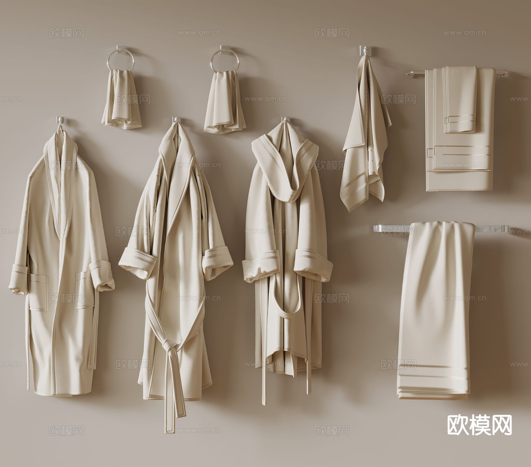 洗浴用品 浴袍 睡衣 毛巾su模型下载（渲染图2）
