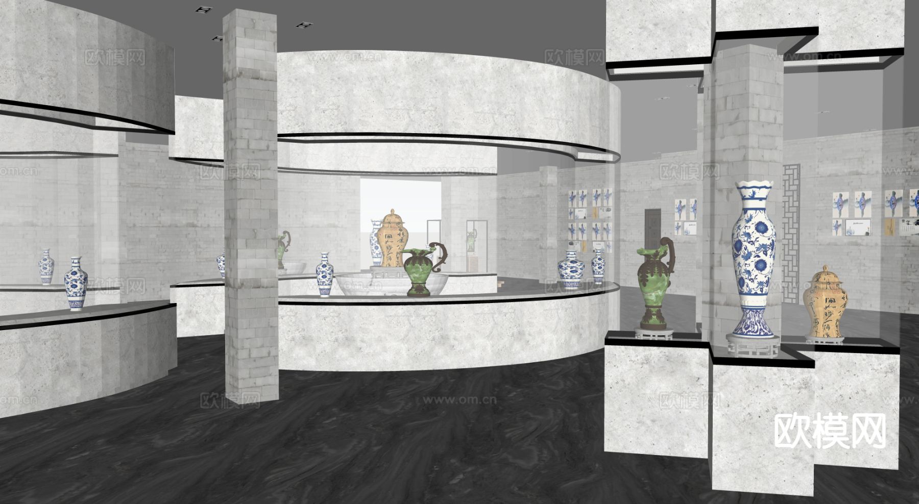 新中式博物馆su模型下载（渲染图2）