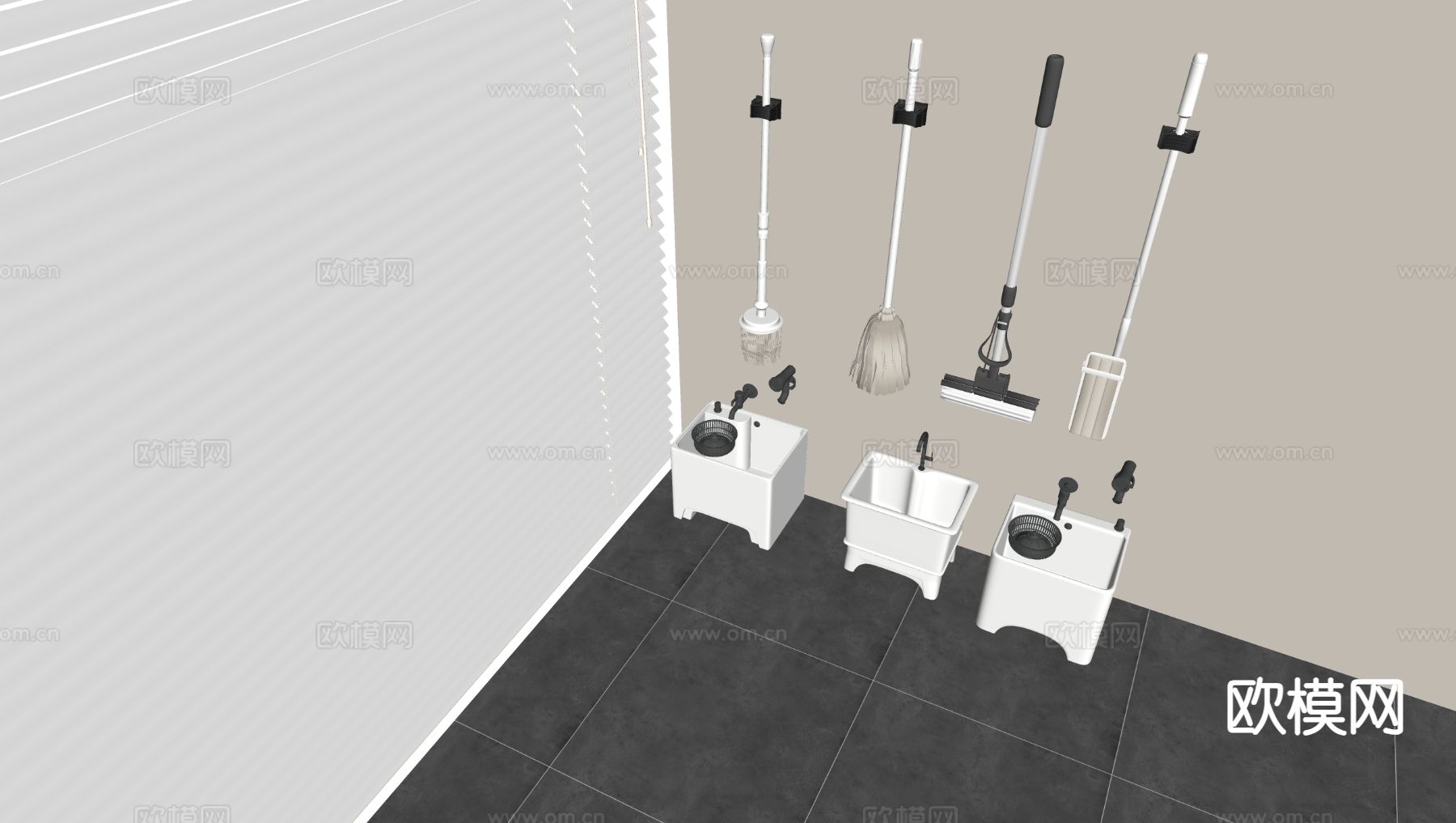拖把池 拖布池 墩布池su模型下载（渲染图1）