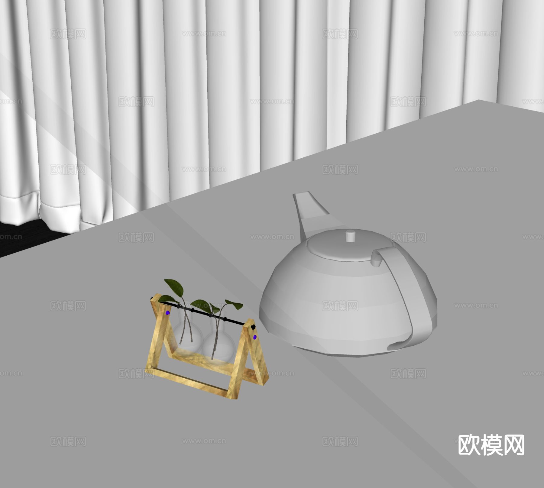 现代茶具 茶具 摆件su模型下载（渲染图1）