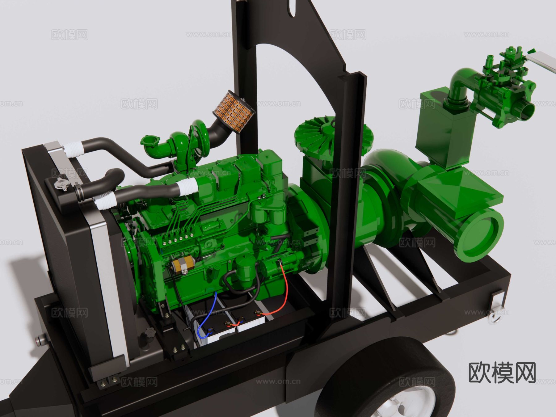 工业设备 水泵 柴油机泵 柴油发电机su模型下载（渲染图6）