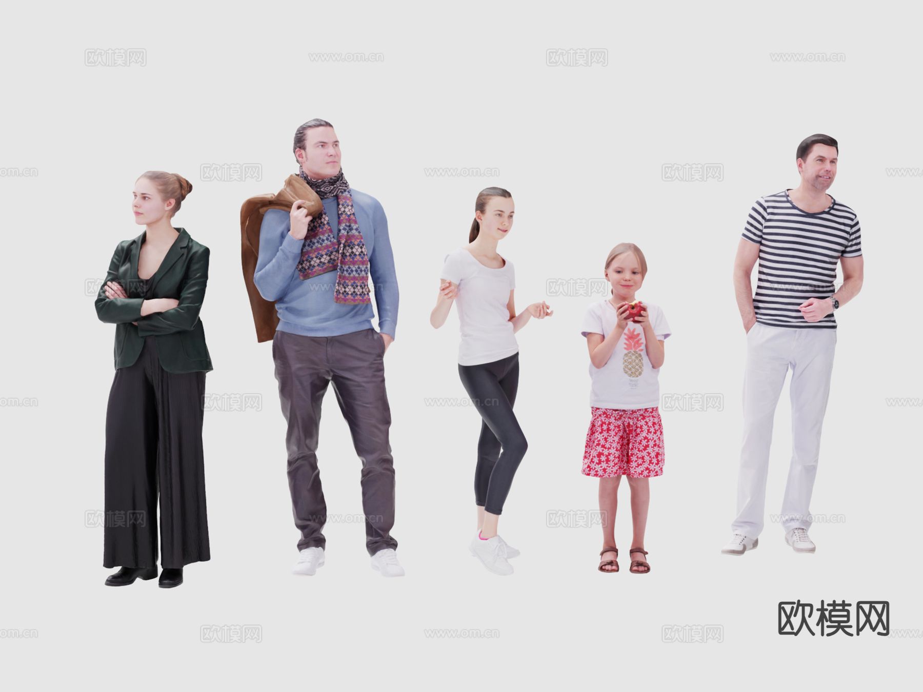 都市人物 小孩 站姿人物su模型下载（渲染图2）