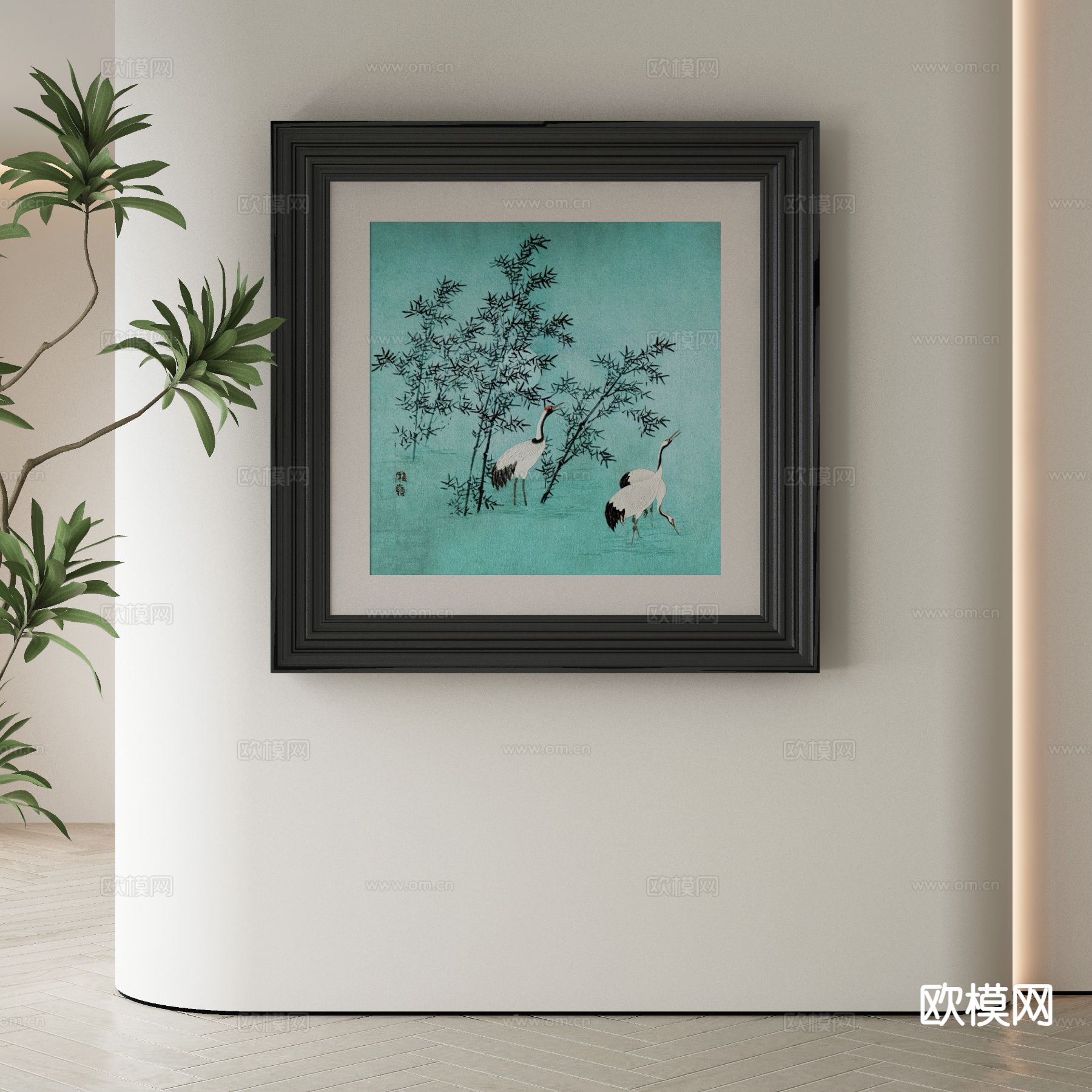 新中式装饰画 挂画 花鸟画3d模型