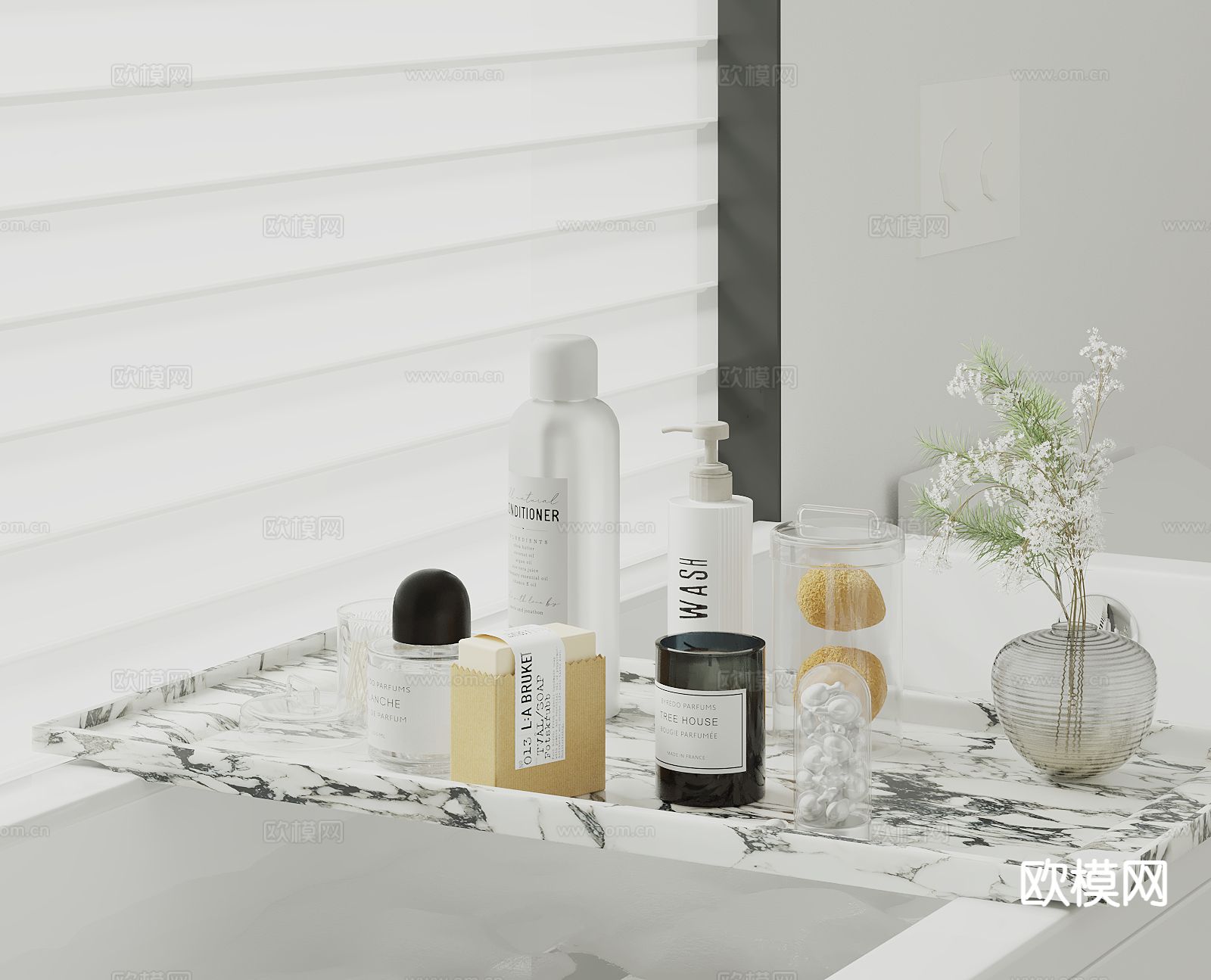 洗浴用品 洗面奶 香皂 香薰灯su模型下载（渲染图2）