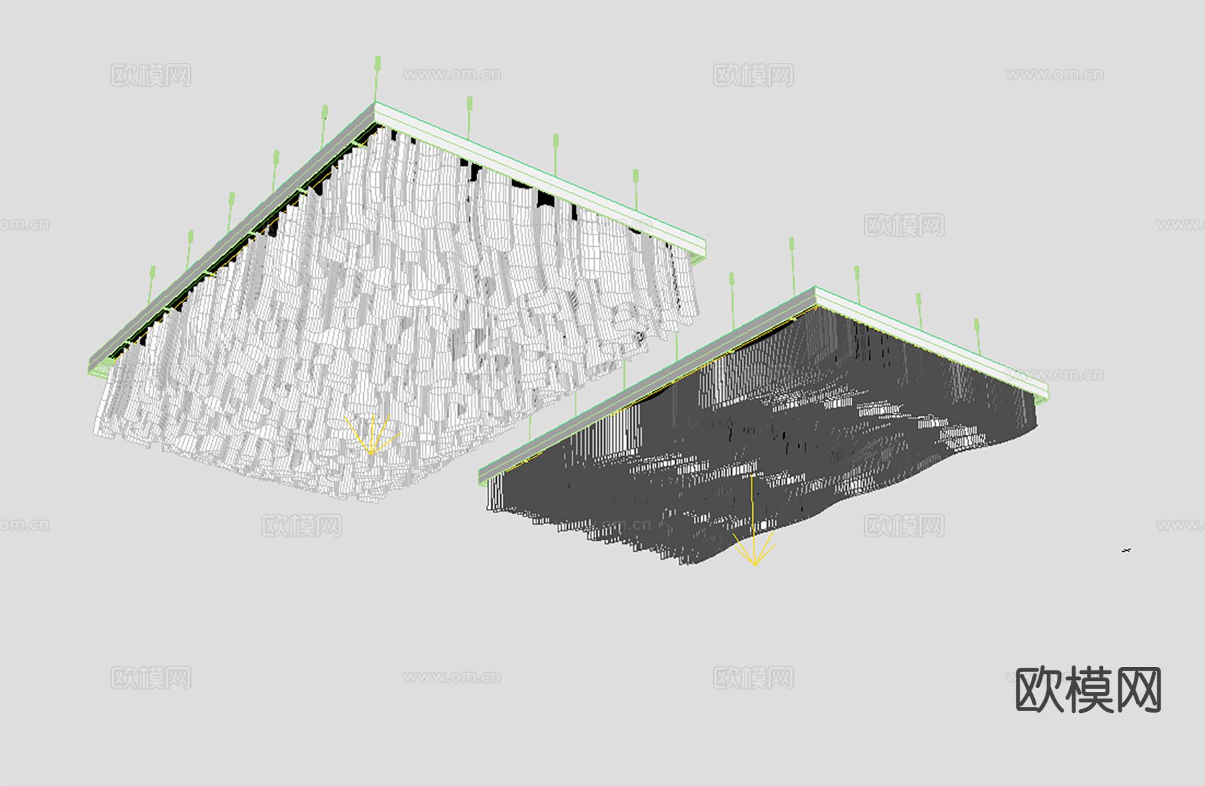 欧式天花吊顶 帷幔造型吊顶 纹理纸吊顶3d模型