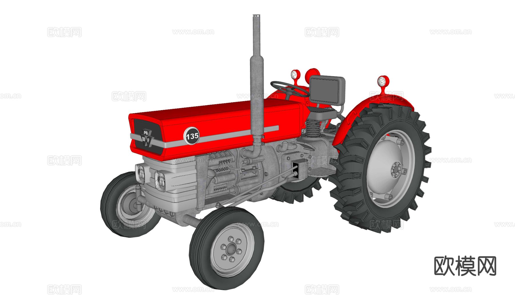 农用拖拉机su模型下载（渲染图1）