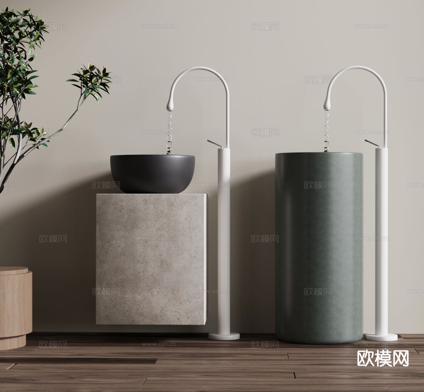 现代洗手台 洗手盆su模型下载（渲染图2）