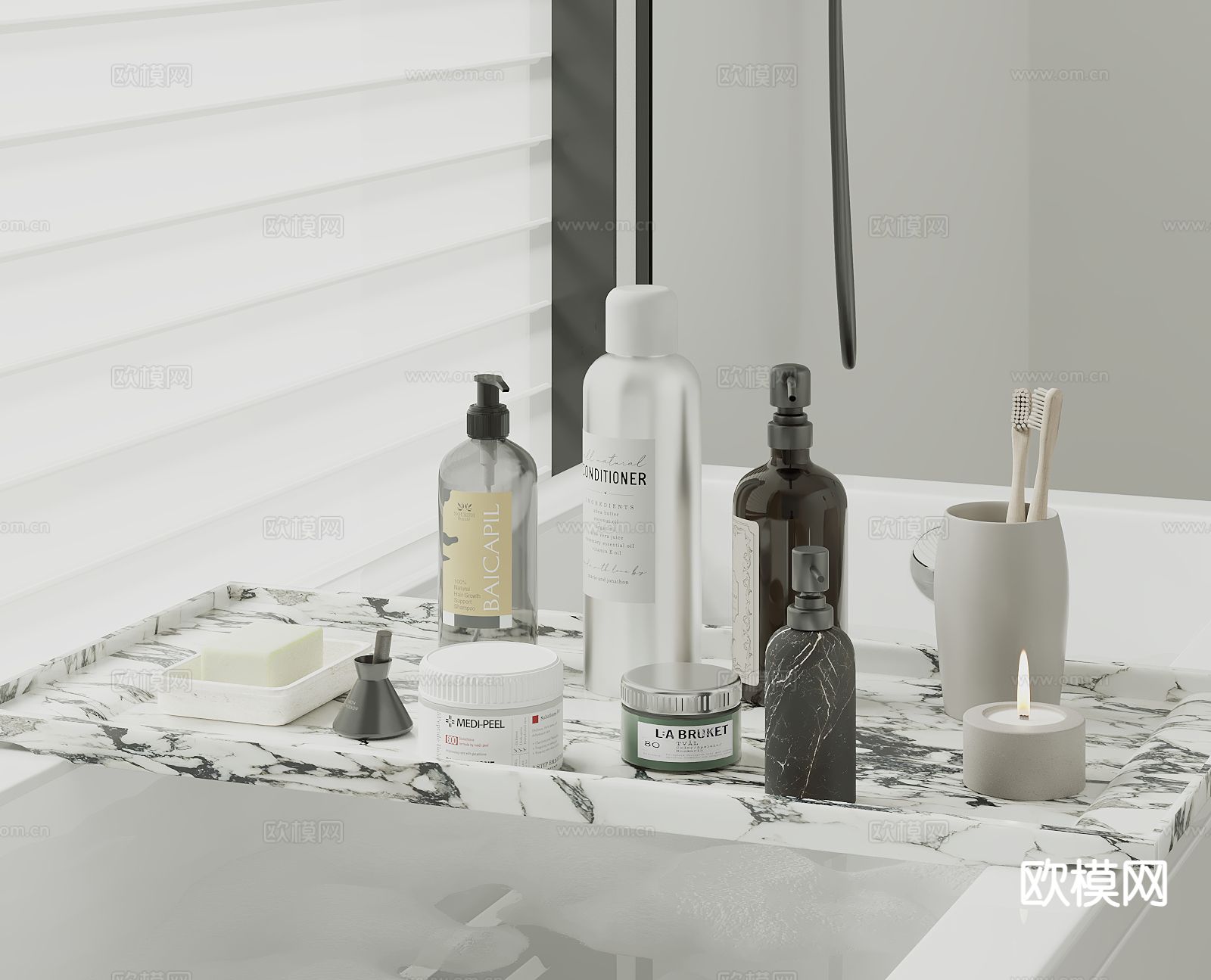 洗浴用品 洗发水 沐浴露 牙刷su模型下载（渲染图2）