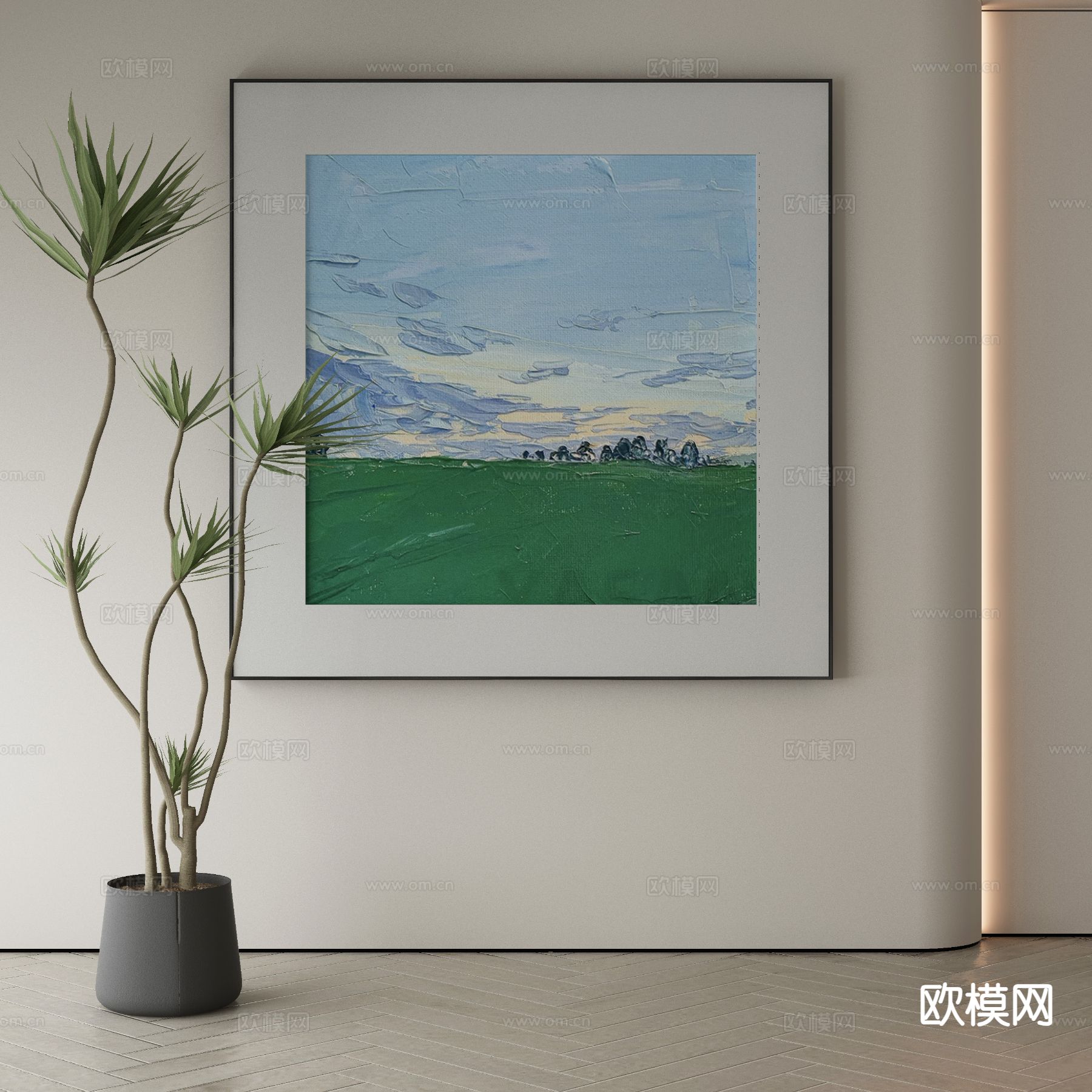 现代装饰画 油画 风景挂画3d模型