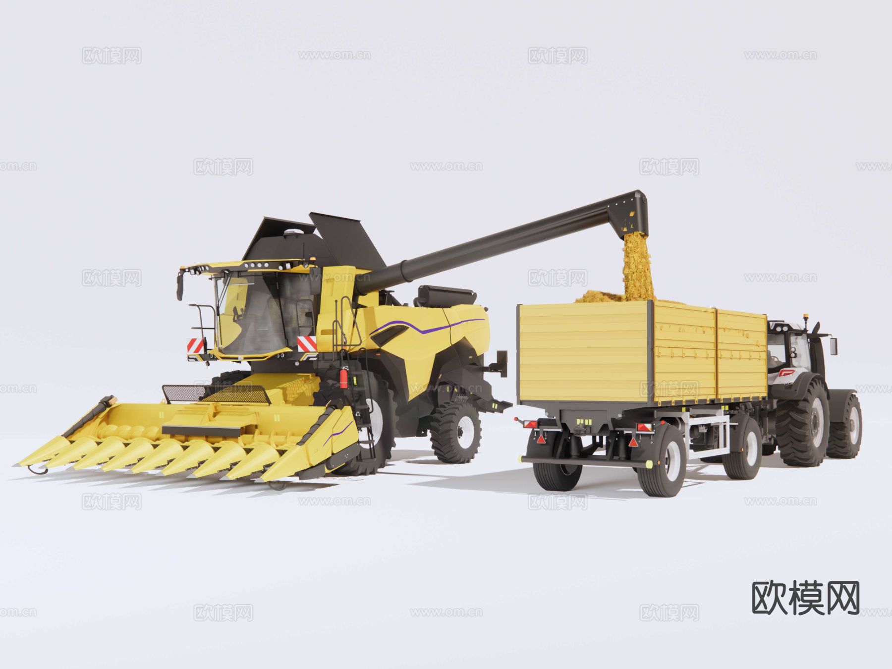 收割机 拖拉机 铲车su模型下载（渲染图7）