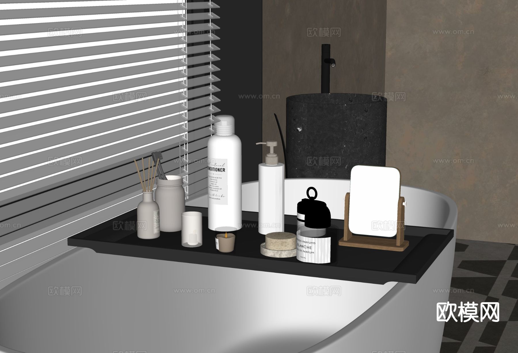 洗浴用品 洗发水 沐浴露 香薰灯su模型下载（渲染图1）