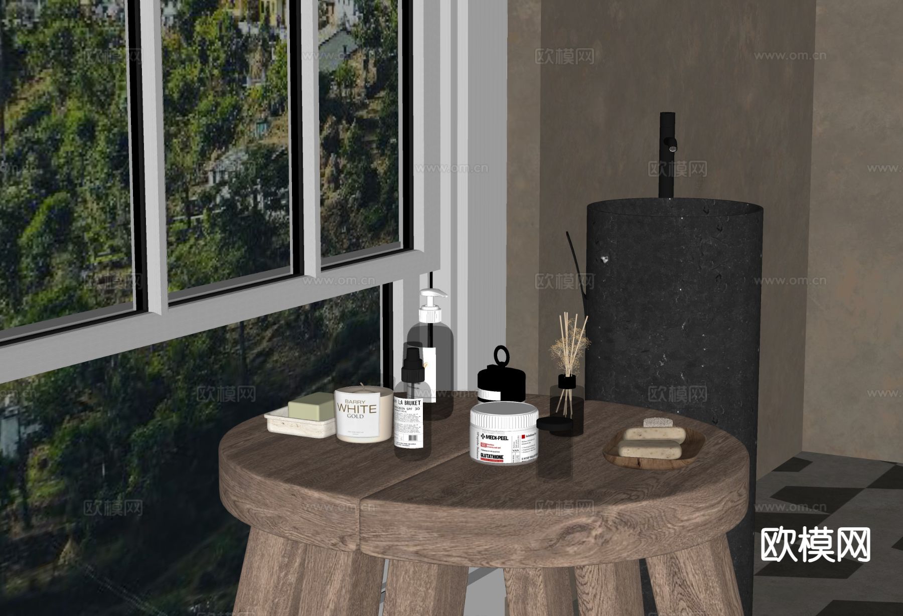 洗浴用品 洗发水 沐浴露 香皂su模型下载（渲染图1）