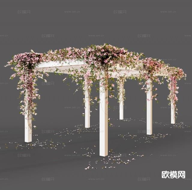 现代廊架 花架 爬藤廊架 植物廊架3d模型