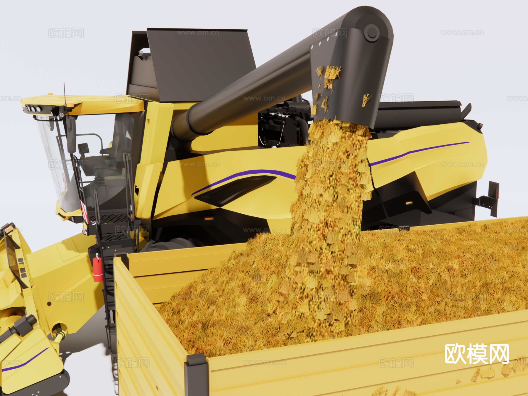 收割机 拖拉机 铲车su模型下载（渲染图5）