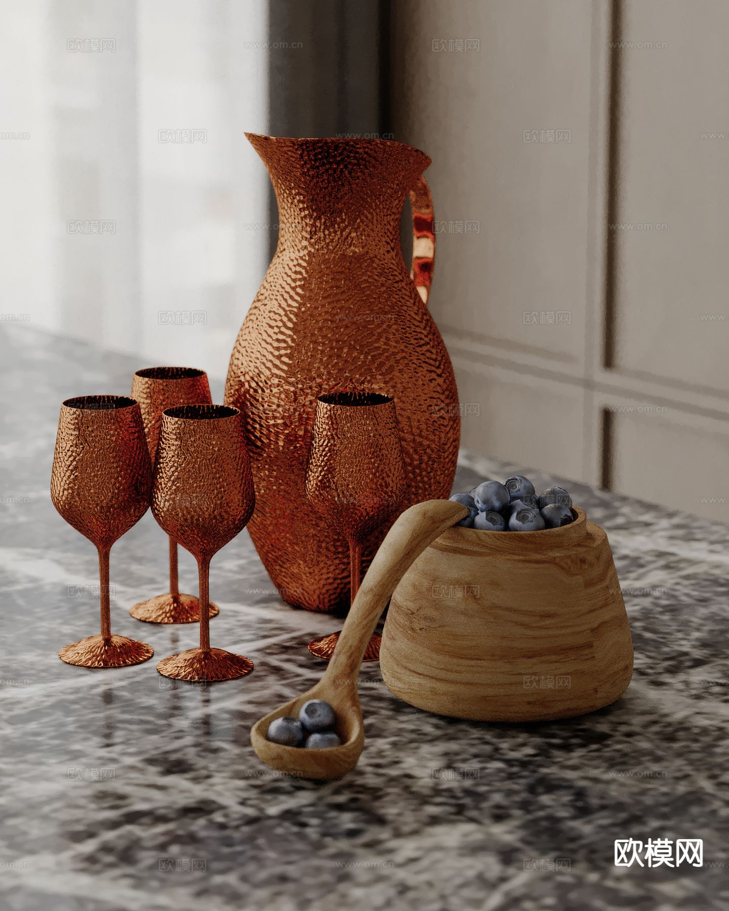 食物 水果 蓝莓 酒杯su模型下载（渲染图2）