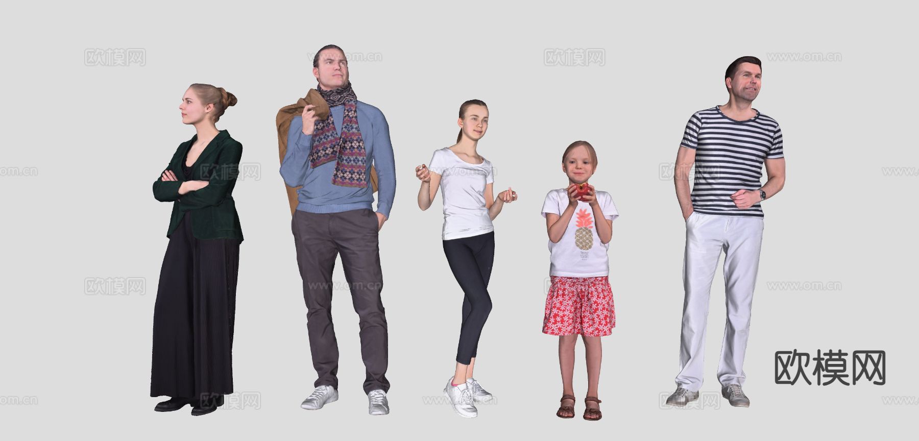 都市人物 小孩 站姿人物su模型下载（渲染图1）