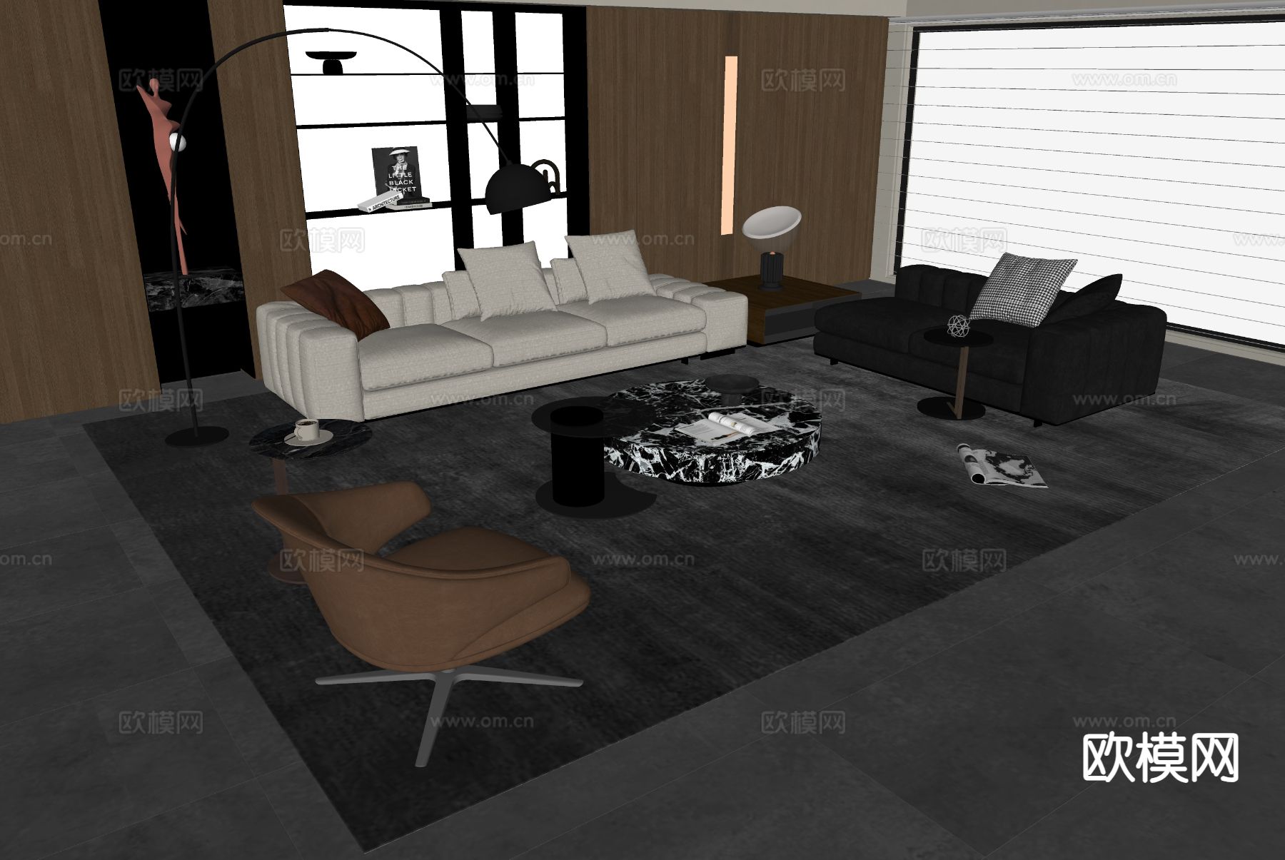 意式组合沙发su模型下载（渲染图1）