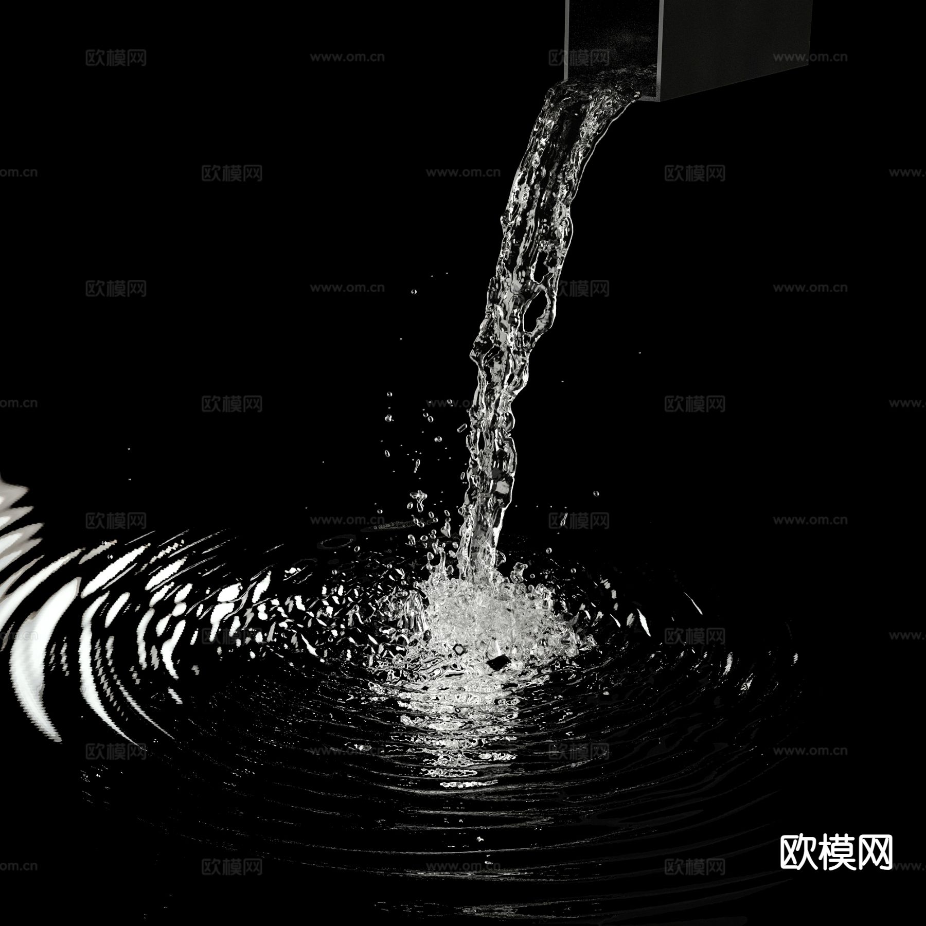 现代水景 喷泉叠水 水滴3d模型