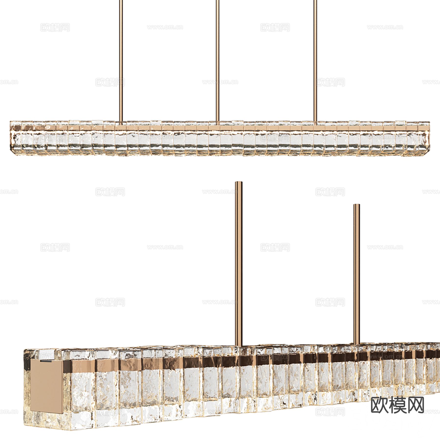 轻奢水晶吊灯 长条吊灯3d模型