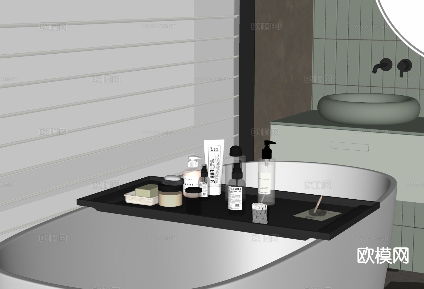 洗浴用品 洗发水 沐浴露 香皂su模型下载（渲染图1）