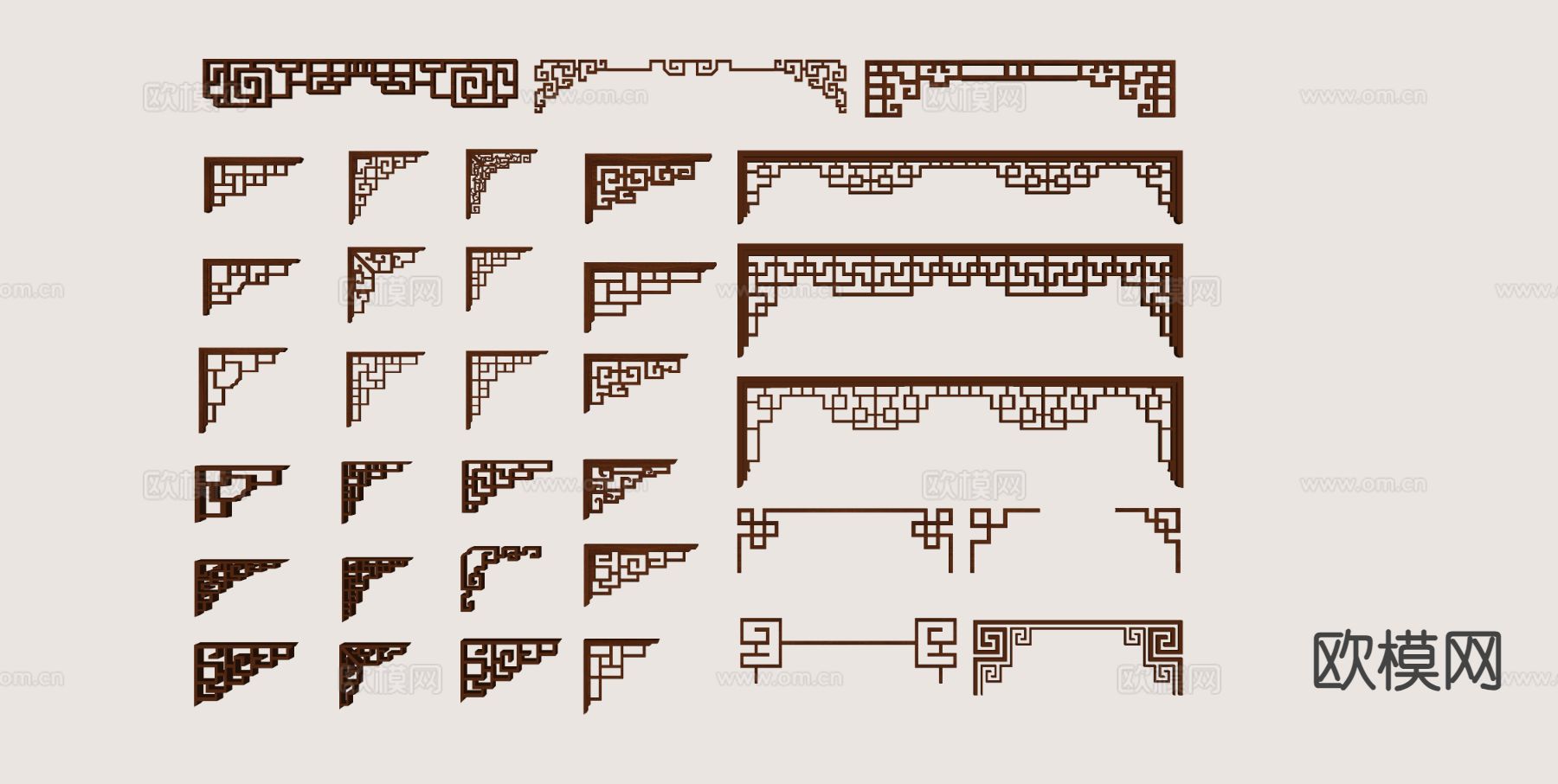 中式雕花 角花 角线su模型下载（渲染图1）