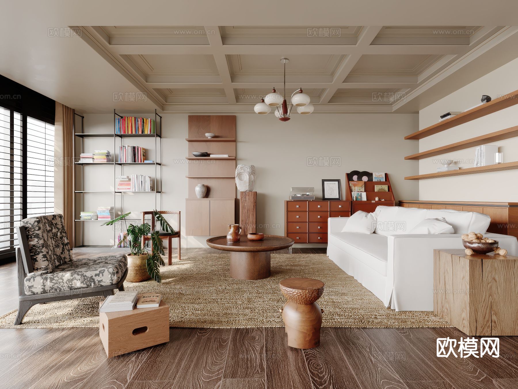 中古风客厅3d模型下载