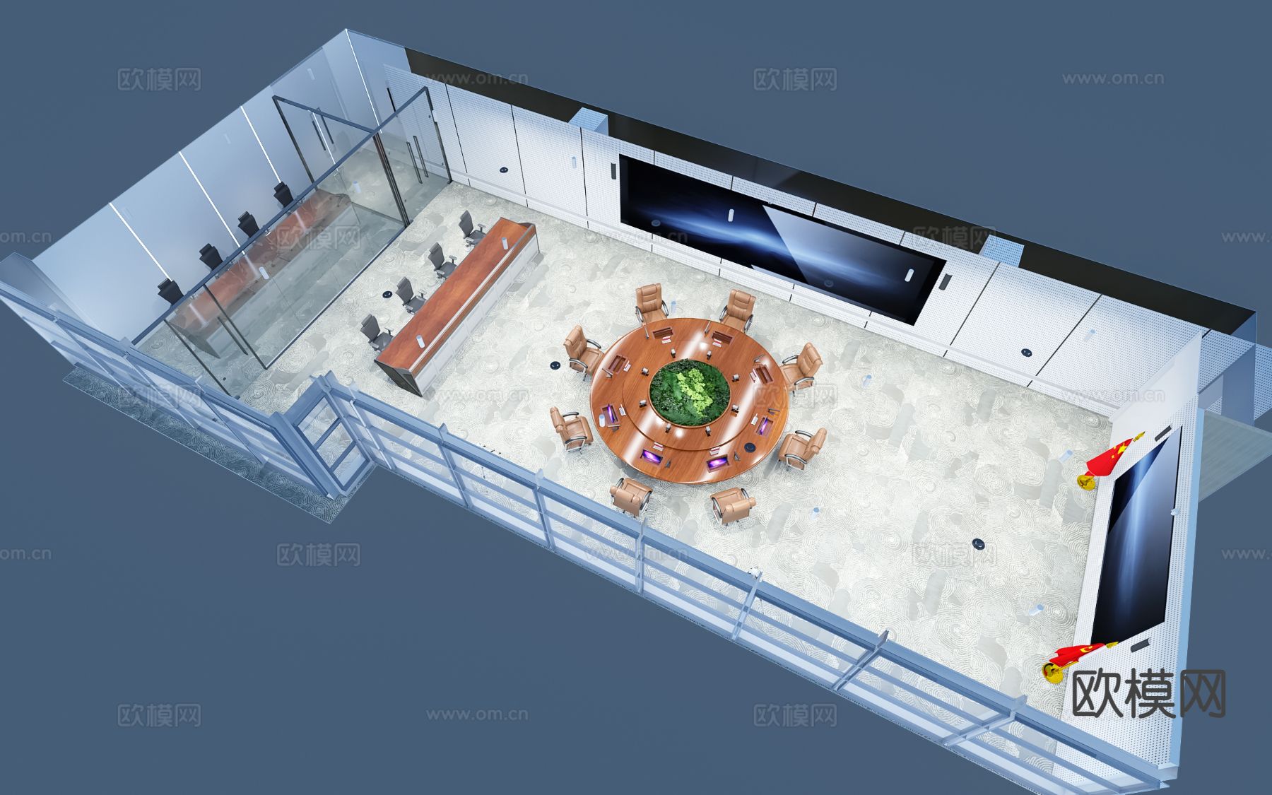 现代科技会议室 党建指挥室3d模型下载（渲染图2）
