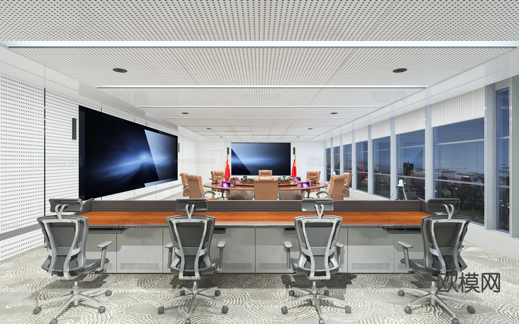 现代科技会议室 党建指挥室3d模型下载（渲染图1）