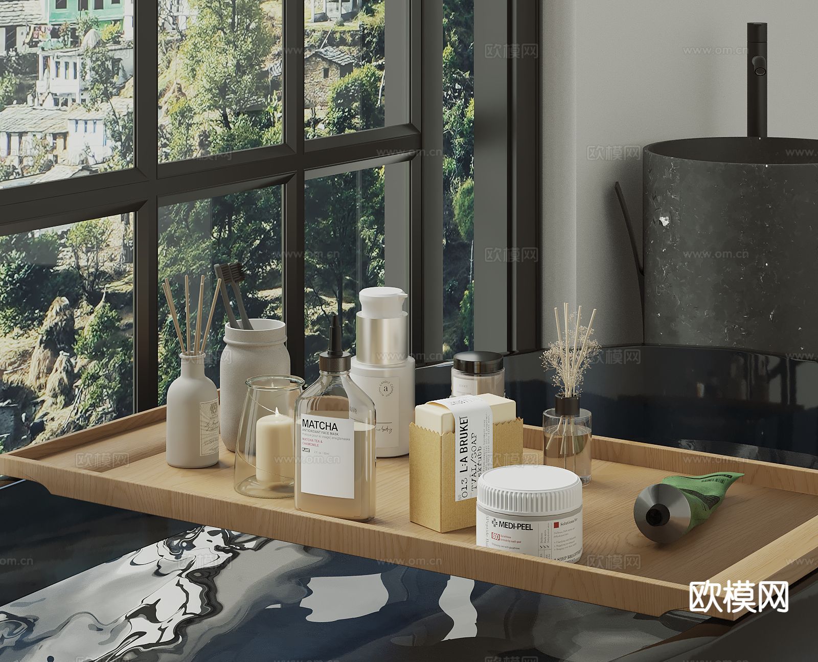 洗浴用品 洗发水 沐浴露 香薰灯su模型下载（渲染图2）