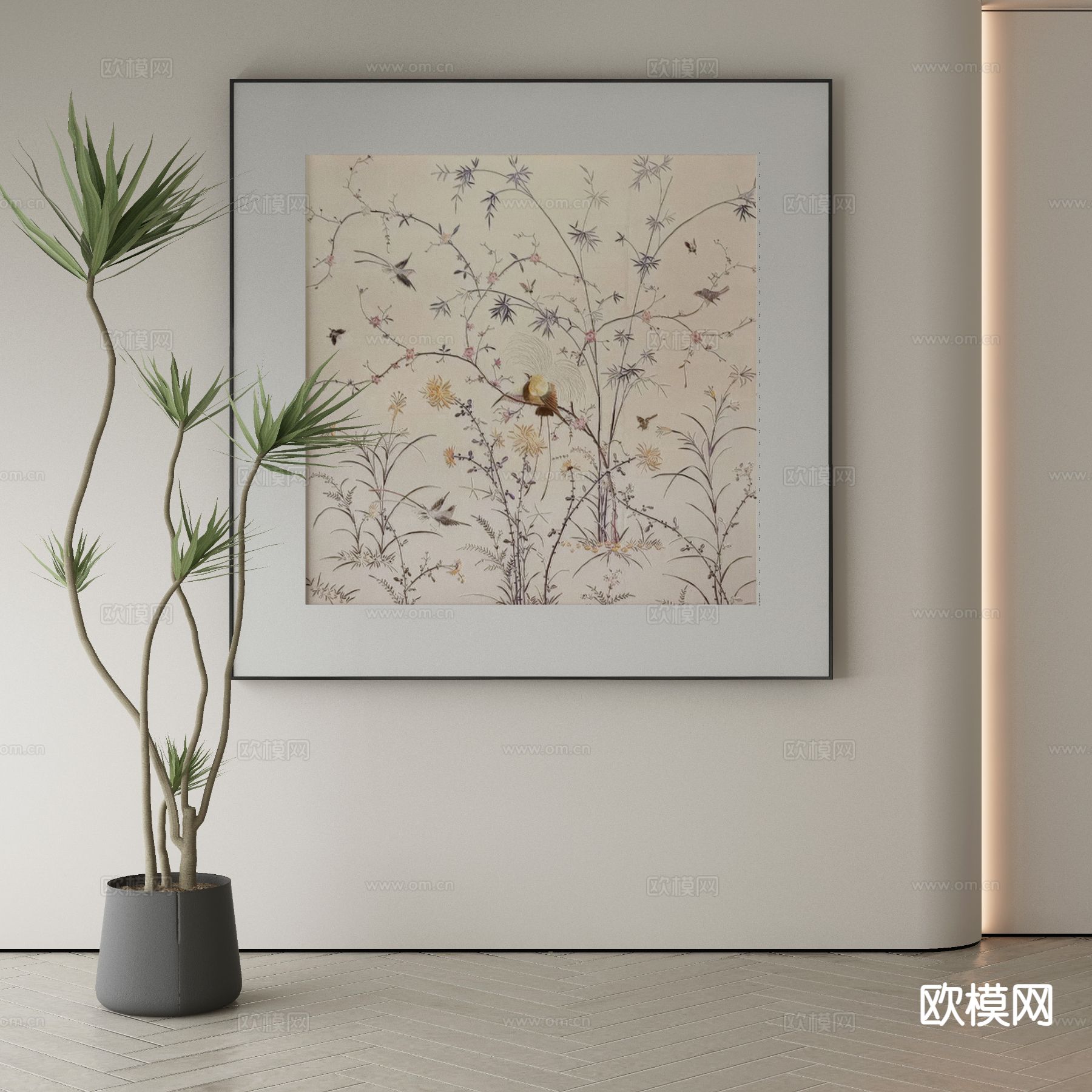 现代装饰画 挂画 植物画3d模型