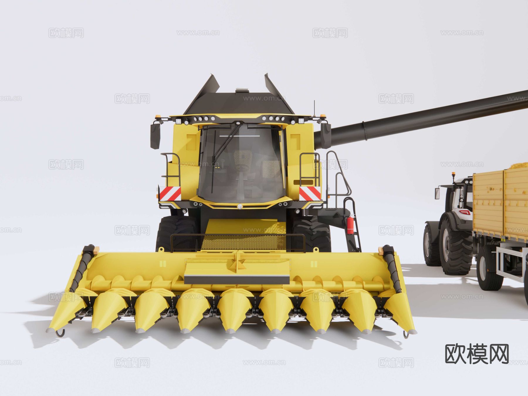 收割机 拖拉机 铲车su模型下载（渲染图3）