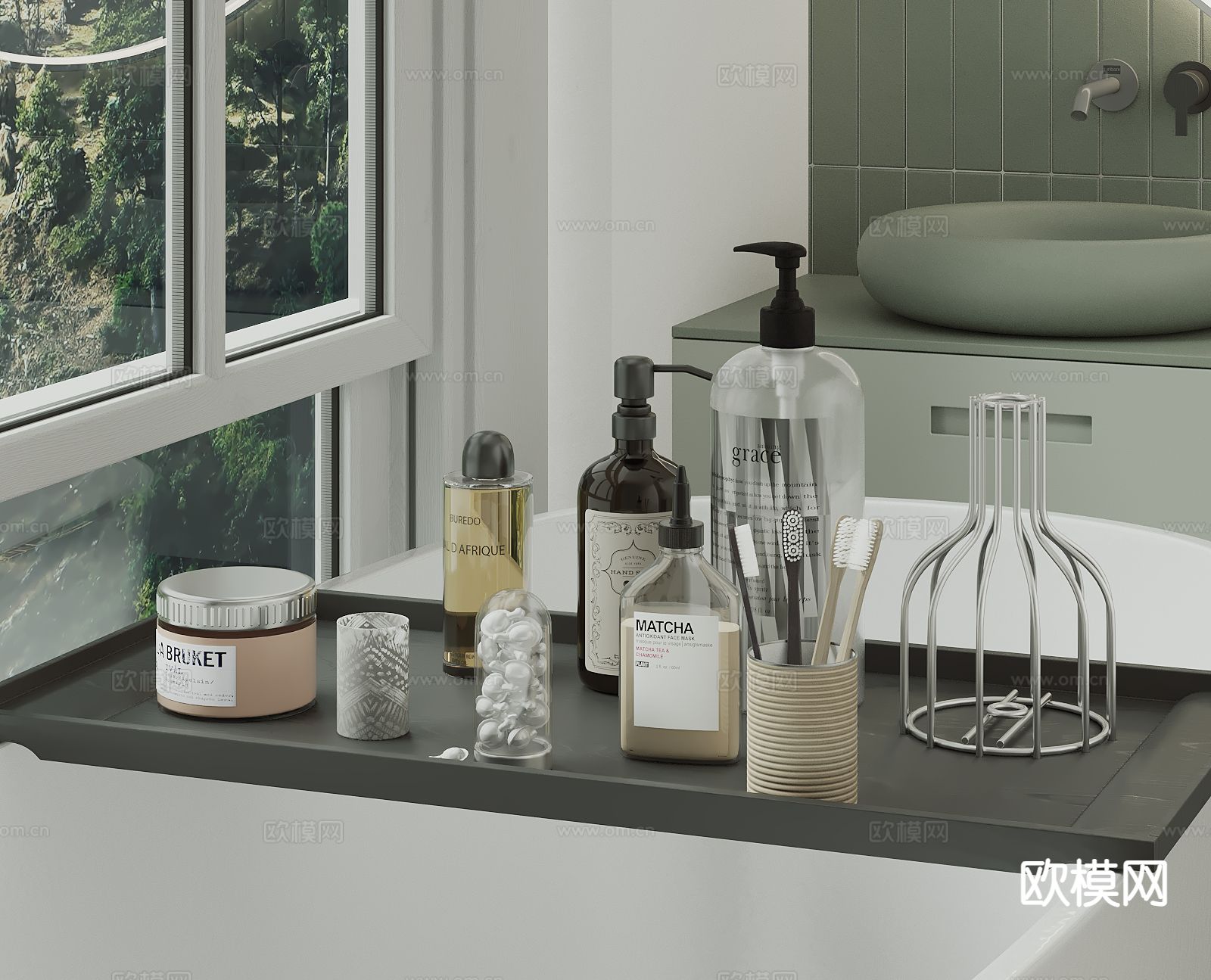 洗浴用品 洗发水 沐浴露 牙刷su模型下载（渲染图2）