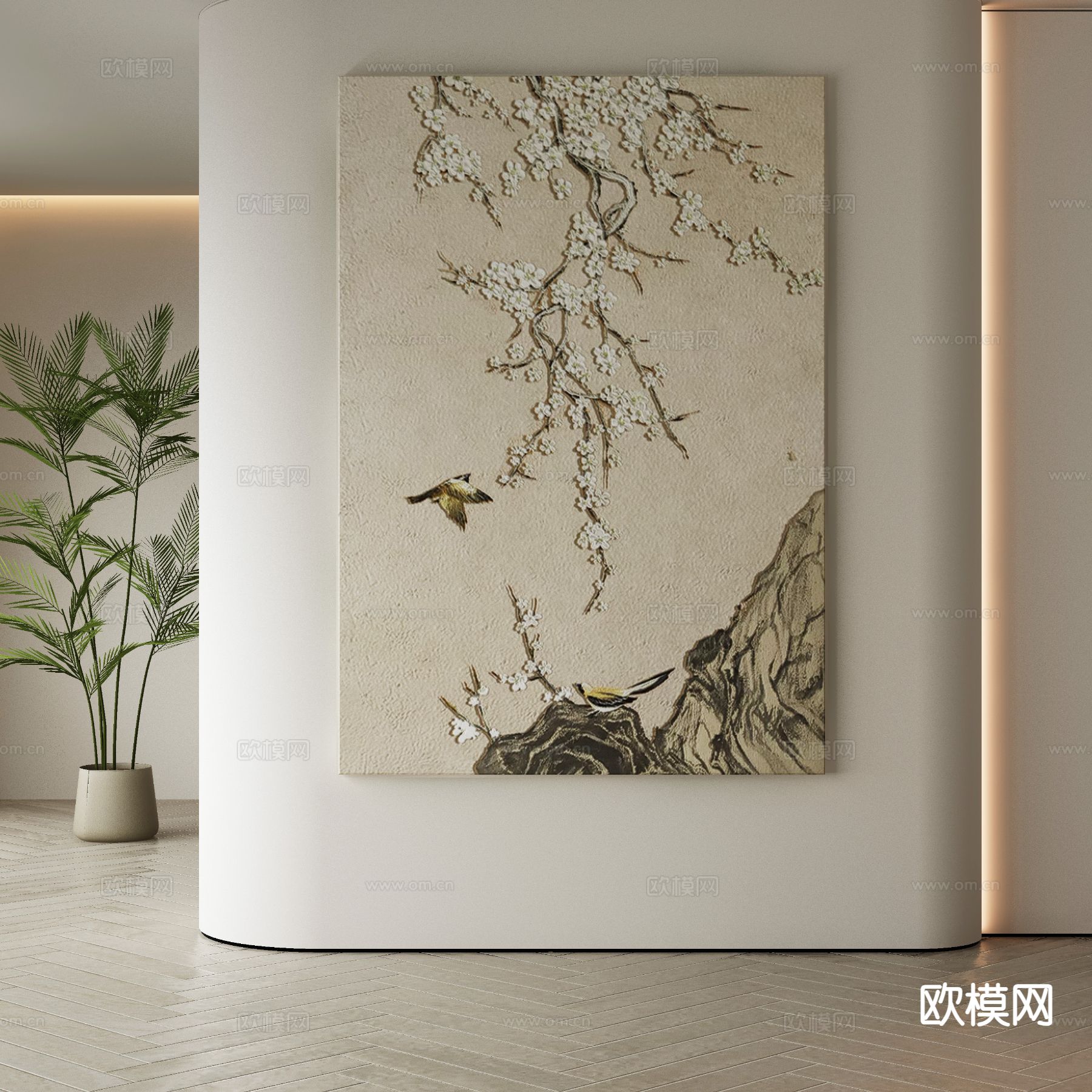 新中式装饰画 花鸟挂画3d模型