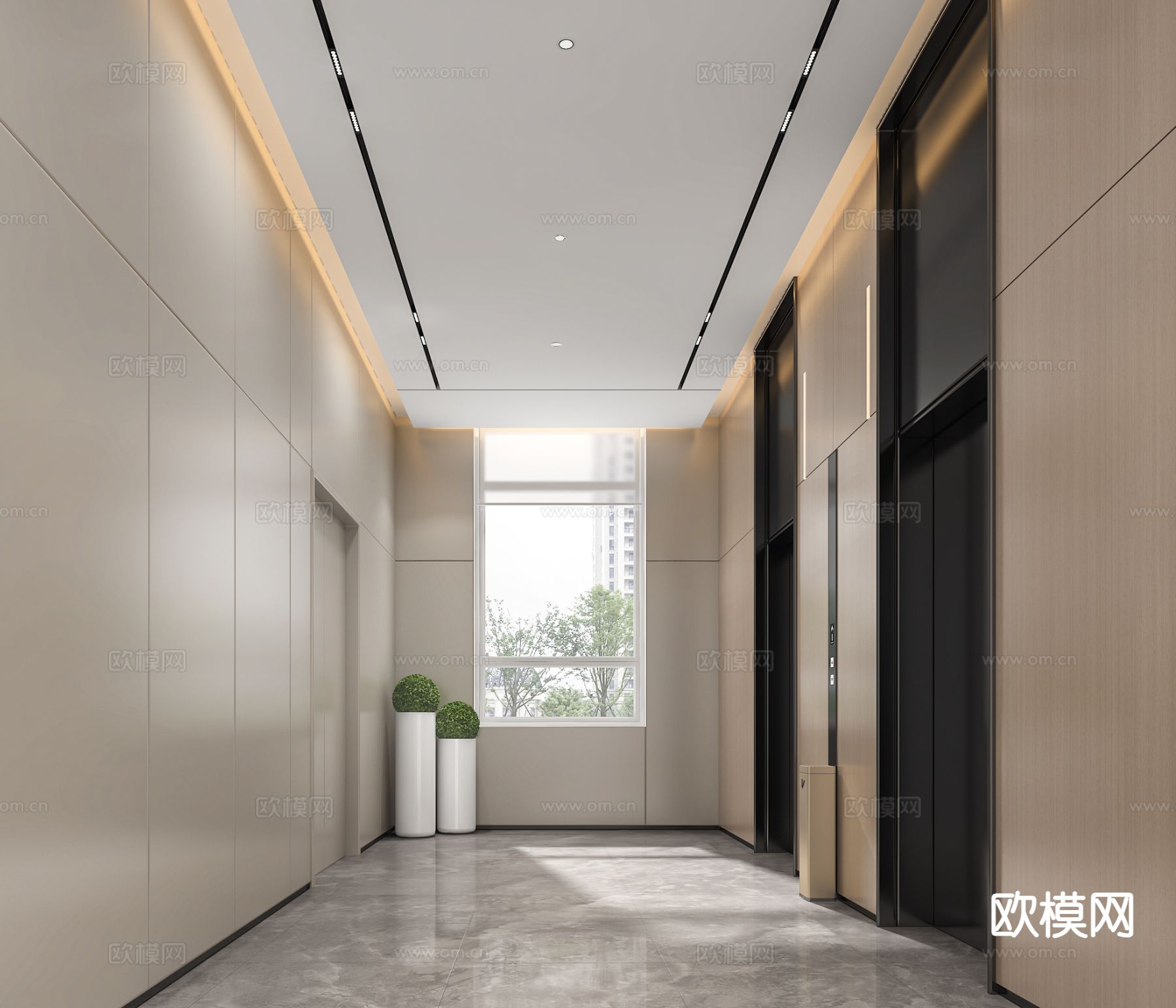 现代电梯 过道 走廊3d模型下载