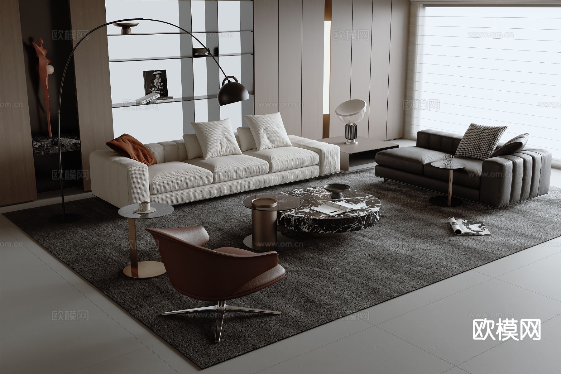意式组合沙发su模型下载（渲染图2）