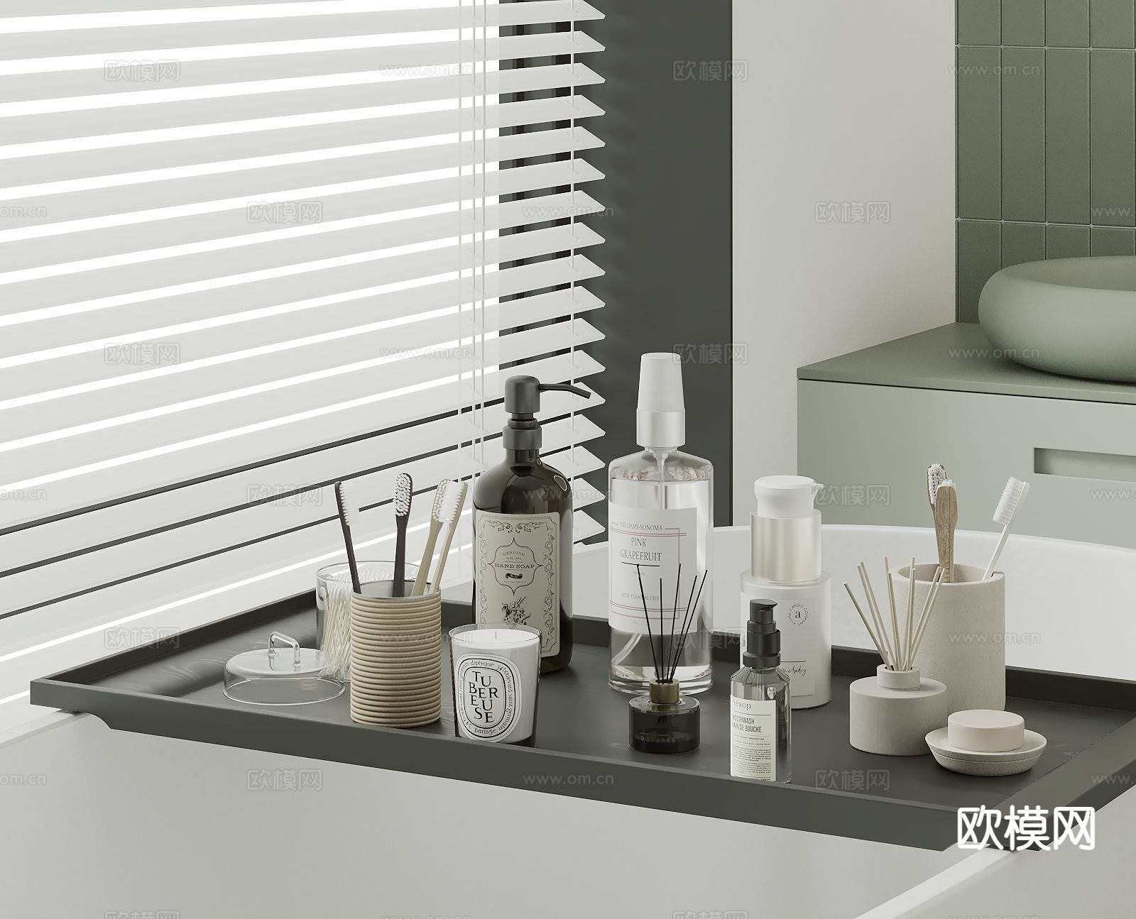 洗浴用品 洗发水 沐浴露 牙刷 香皂su模型下载（渲染图2）