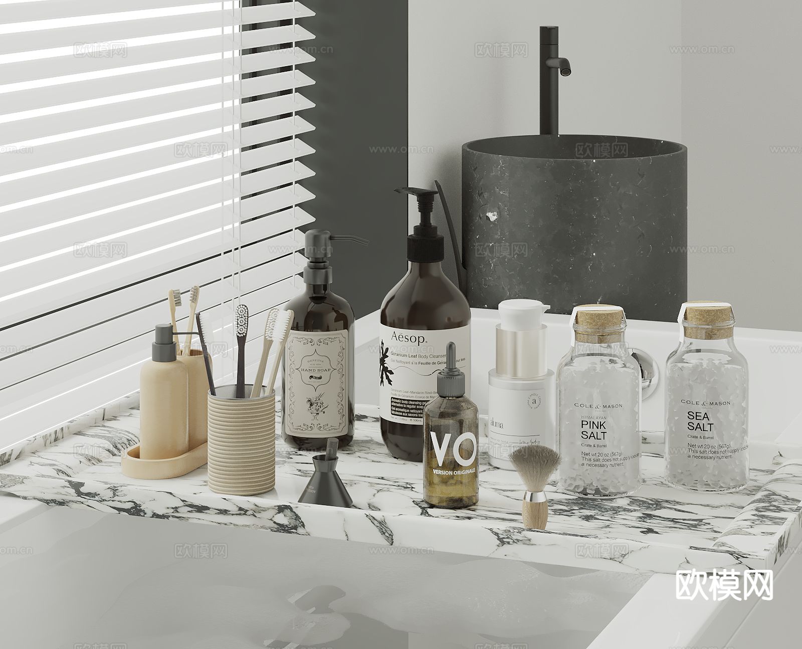 洗浴用品 洗发水 沐浴露 牙刷su模型下载（渲染图2）