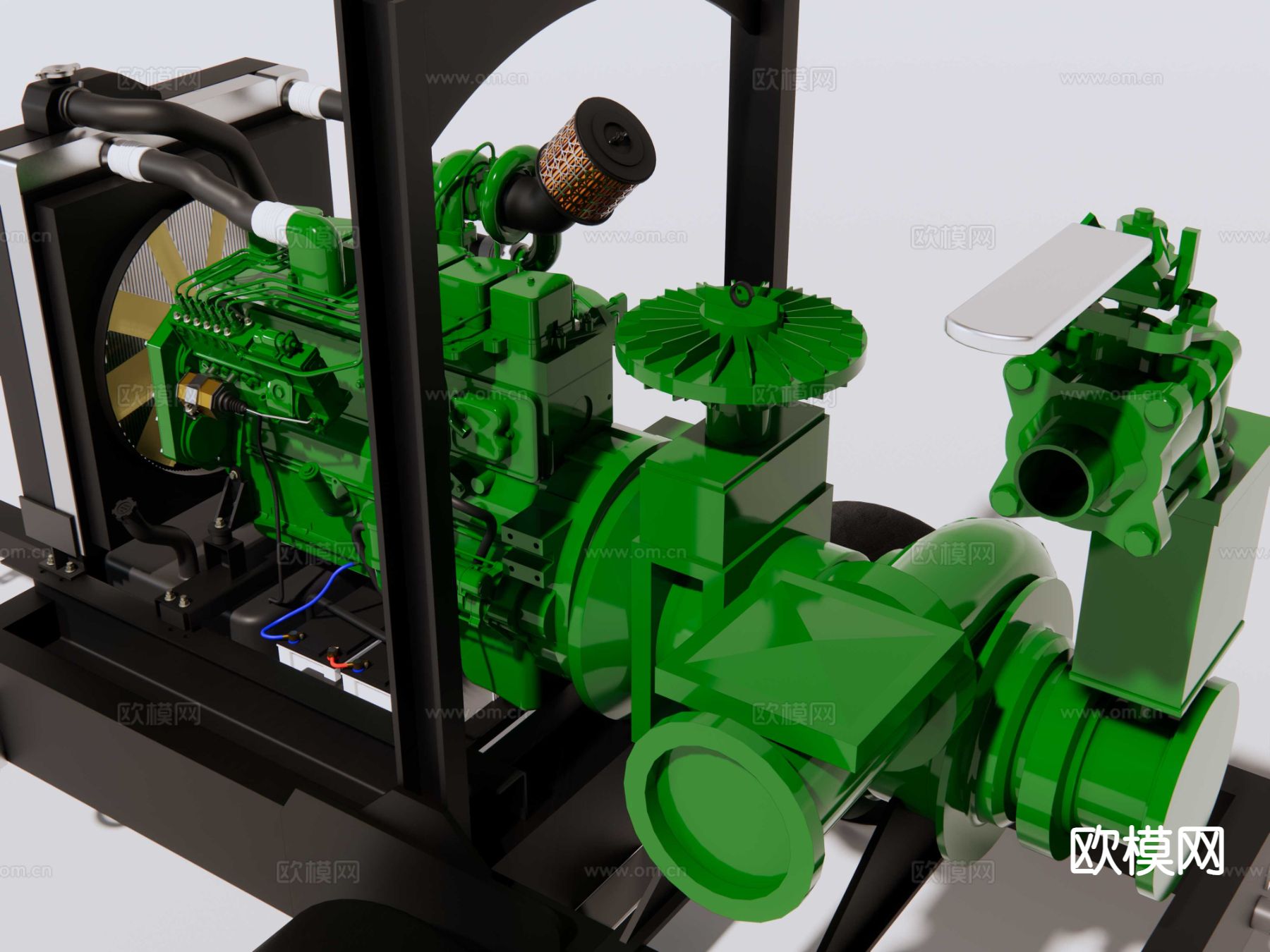 工业设备 水泵 柴油机泵 柴油发电机su模型下载（渲染图5）
