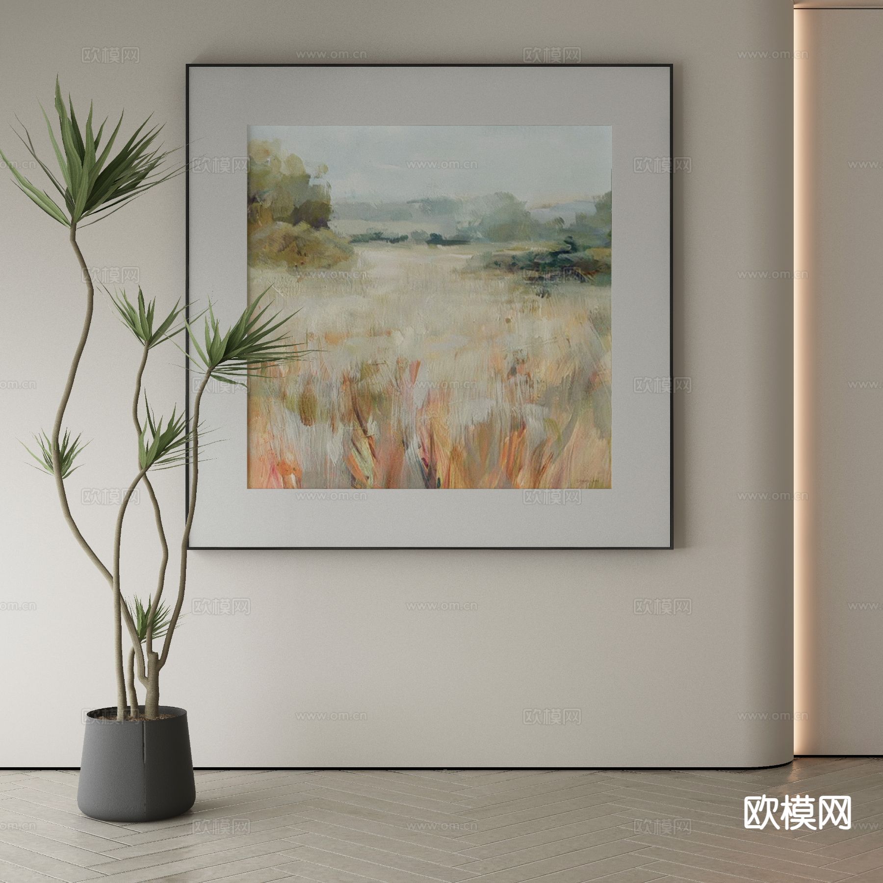 现代装饰画 风景挂画 油画3d模型