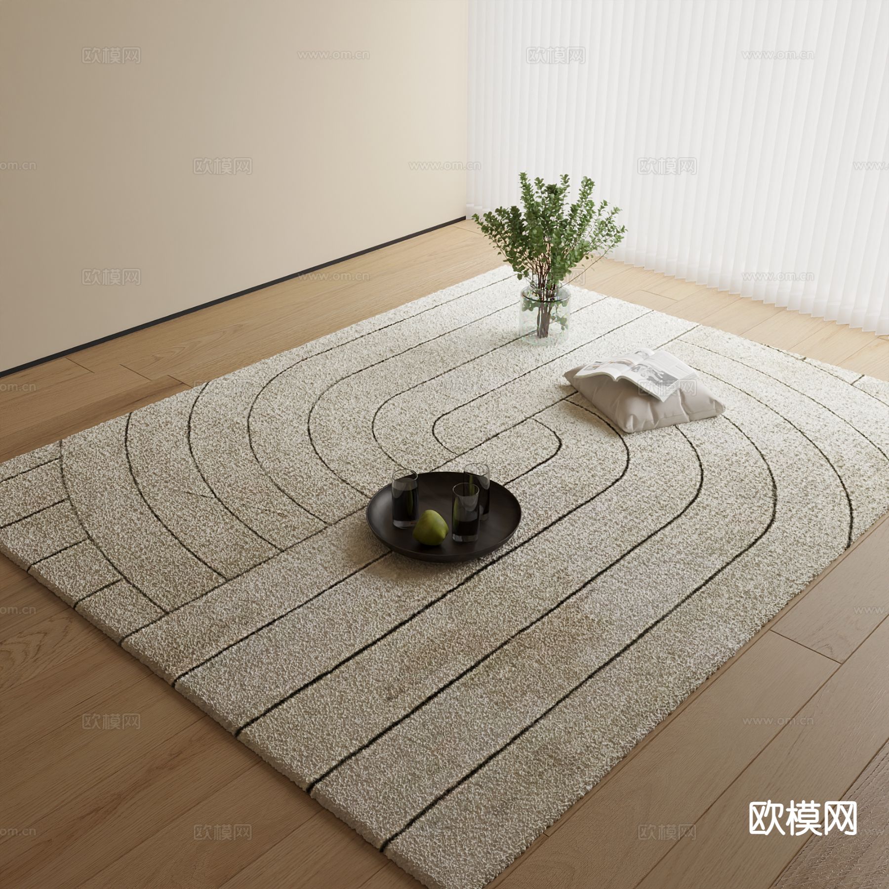 抽象地毯 方毯su模型下载（渲染图2）