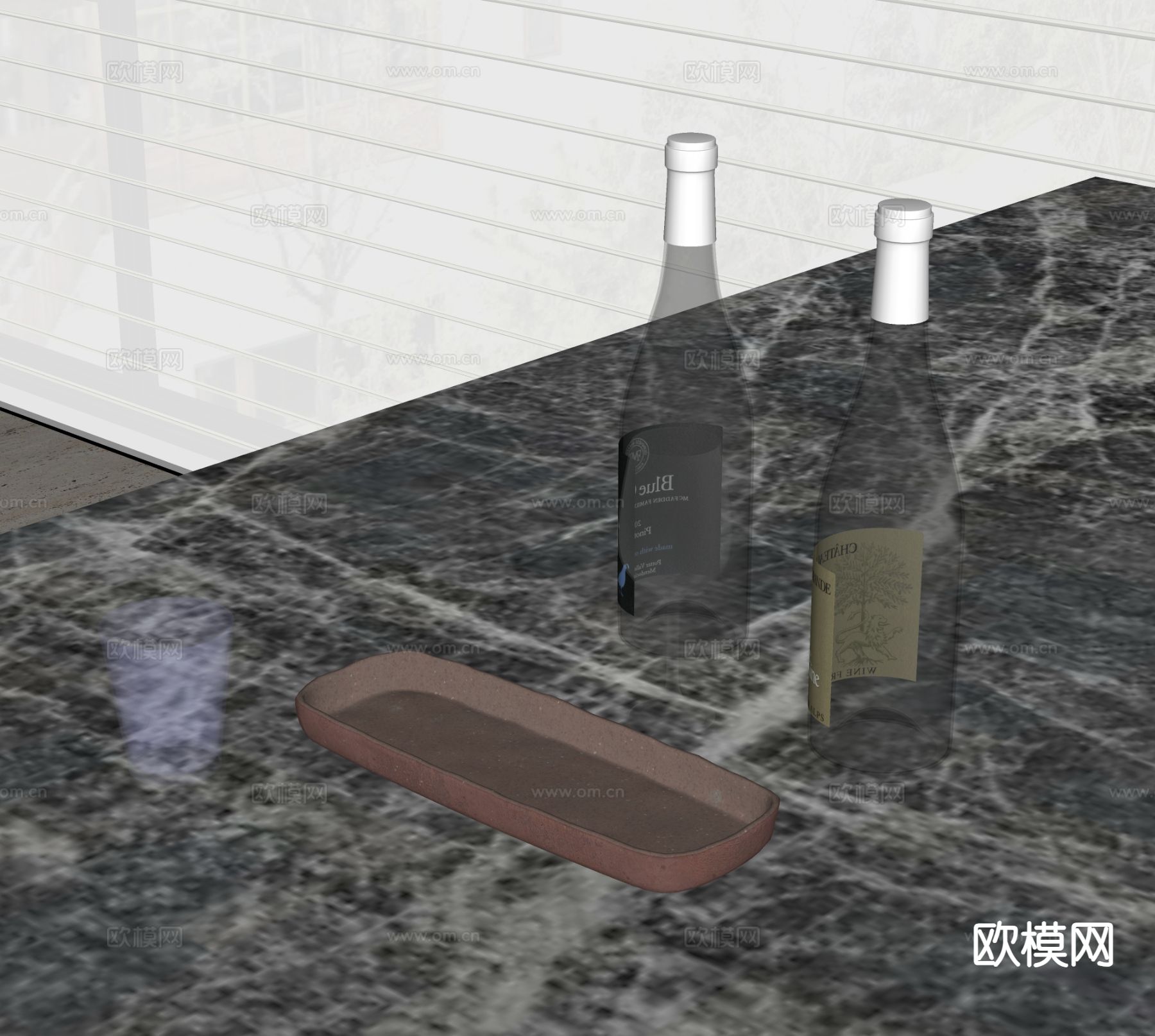 酒水 酒瓶 洋酒 酒杯su模型下载（渲染图1）