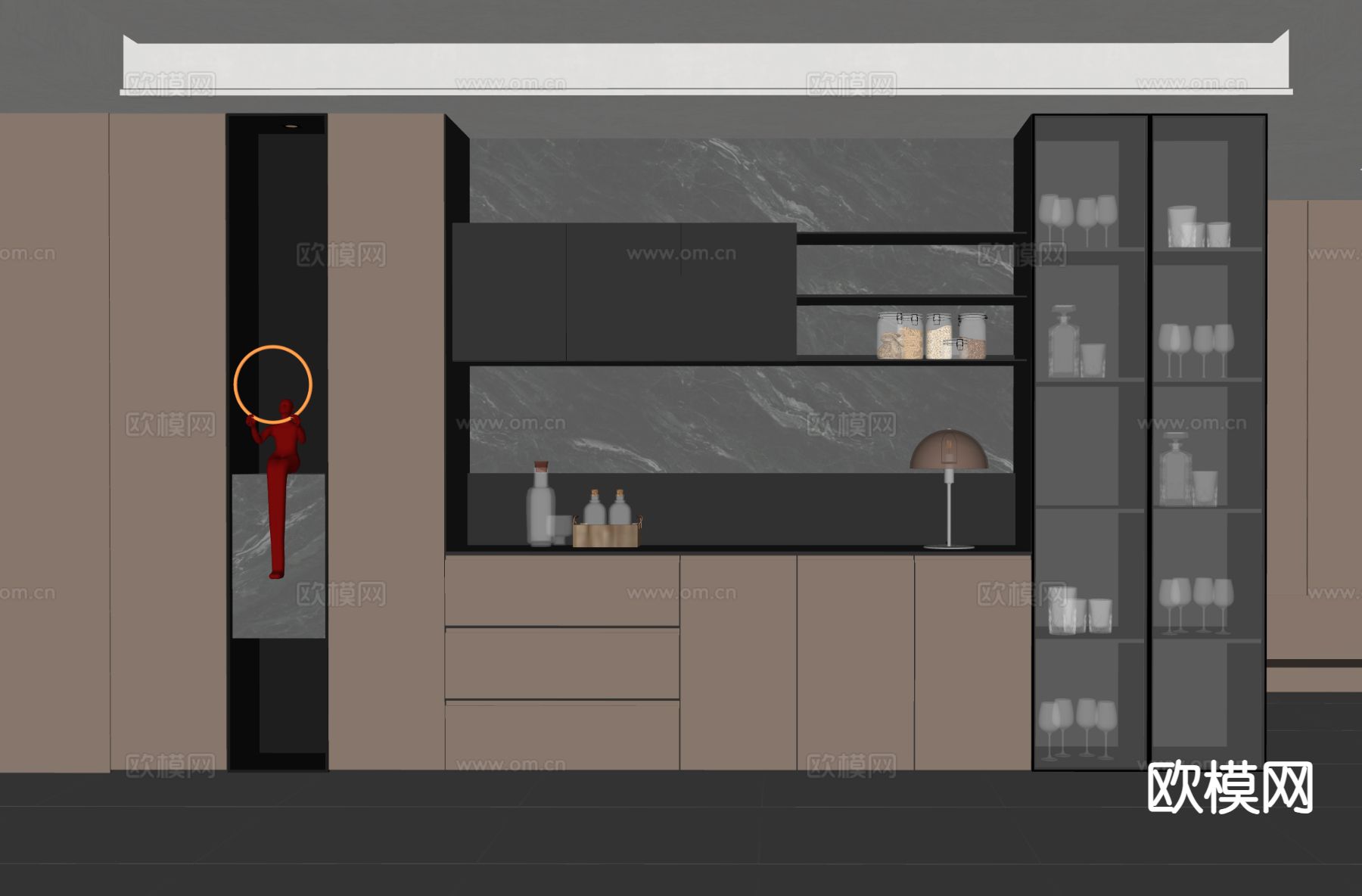 意式酒柜 餐边柜su模型下载（渲染图1）