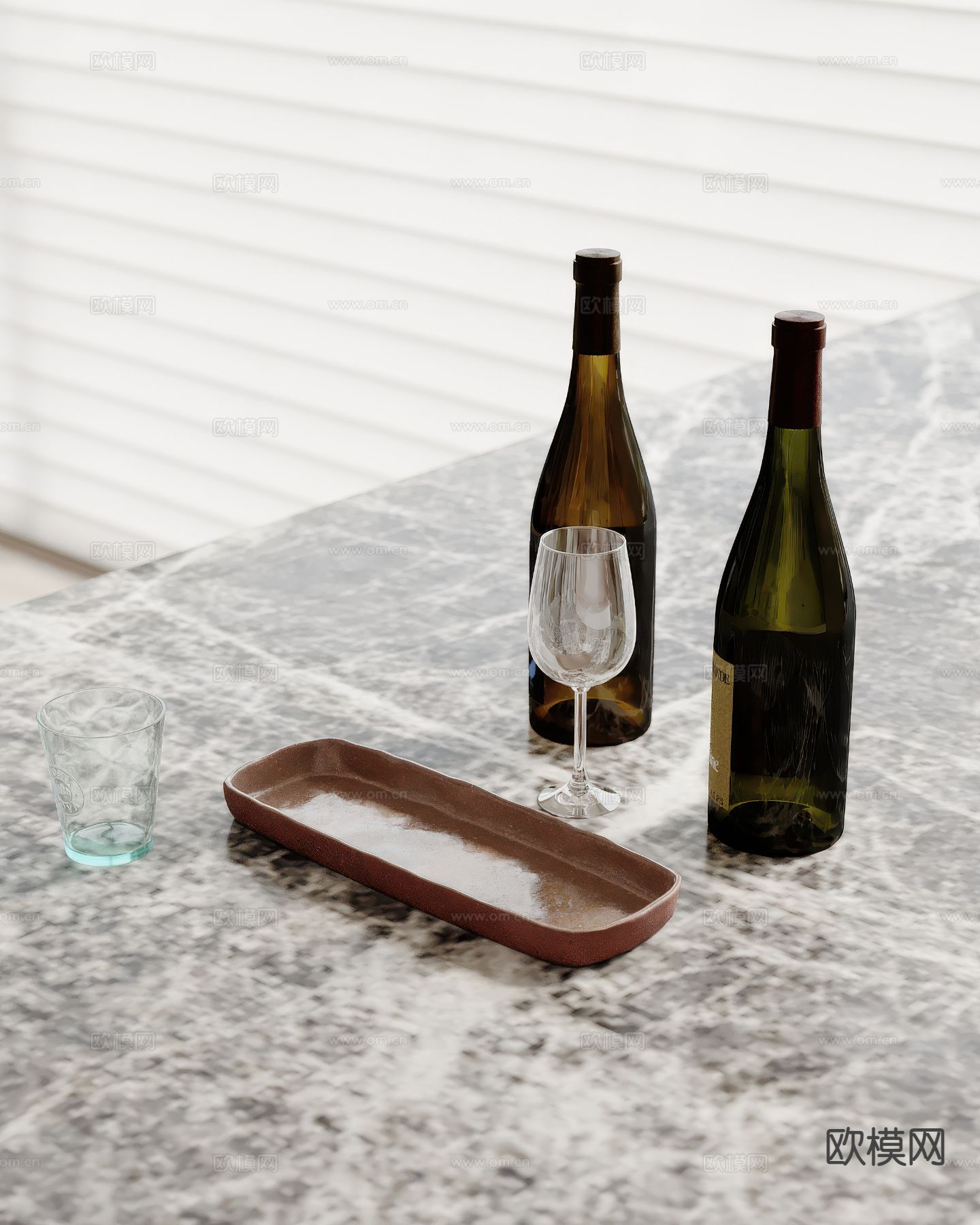 酒水 酒瓶 洋酒 酒杯su模型下载（渲染图2）