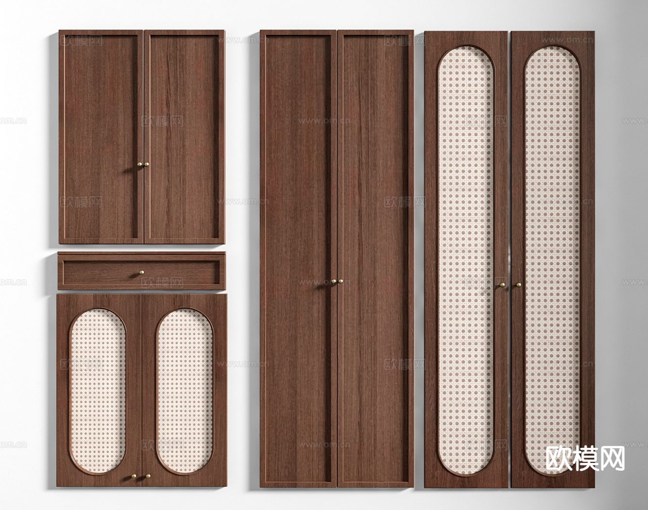 侘寂板藤编门 抽屉su模型下载（渲染图2）