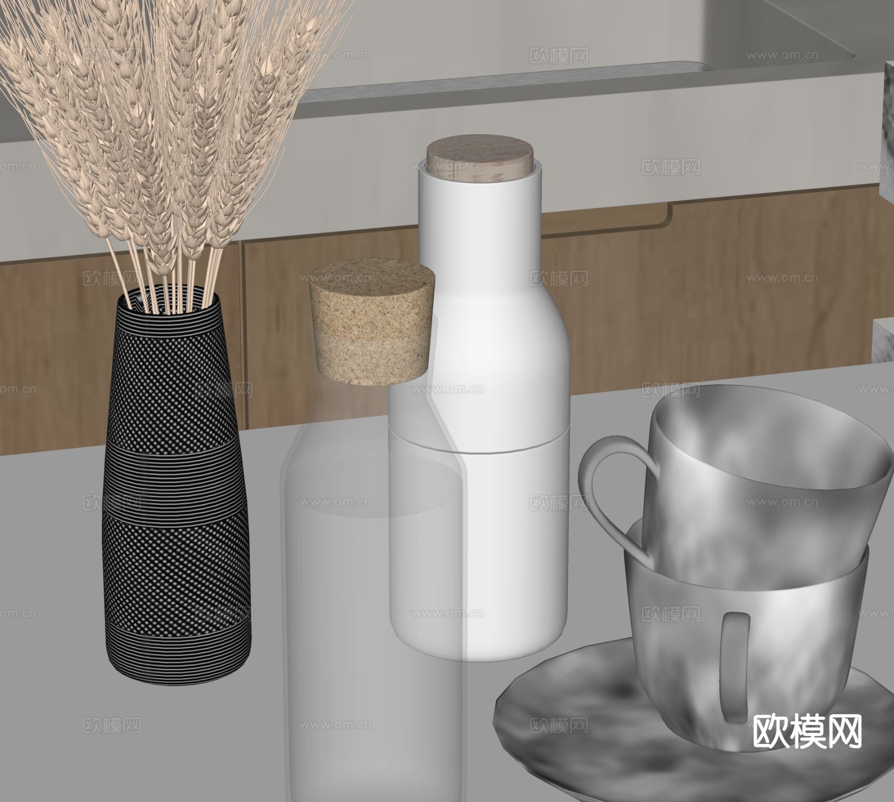 水瓶 水杯 饮用水su模型下载（渲染图1）