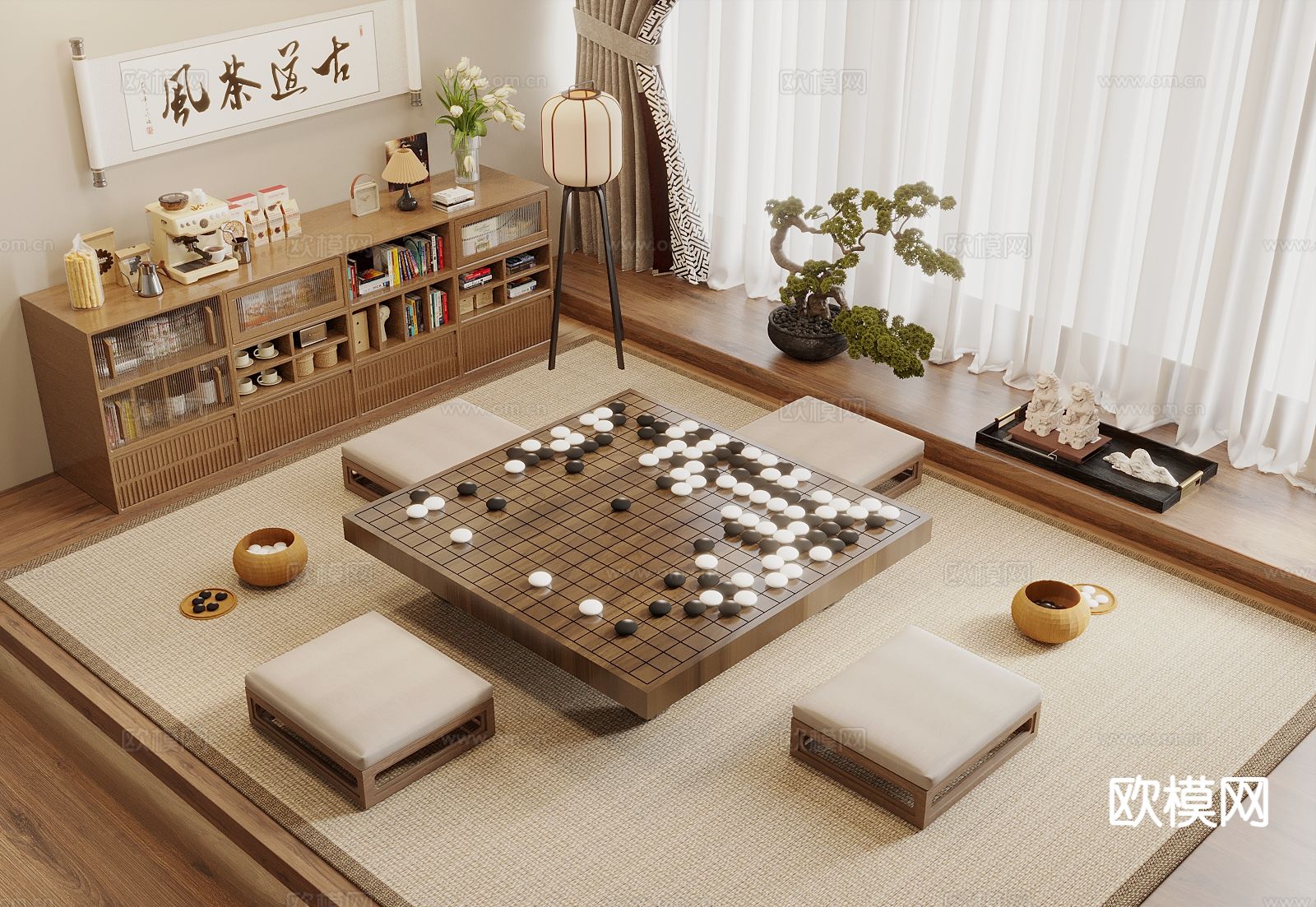 新中式榻榻米 棋牌室 围棋室3d模型