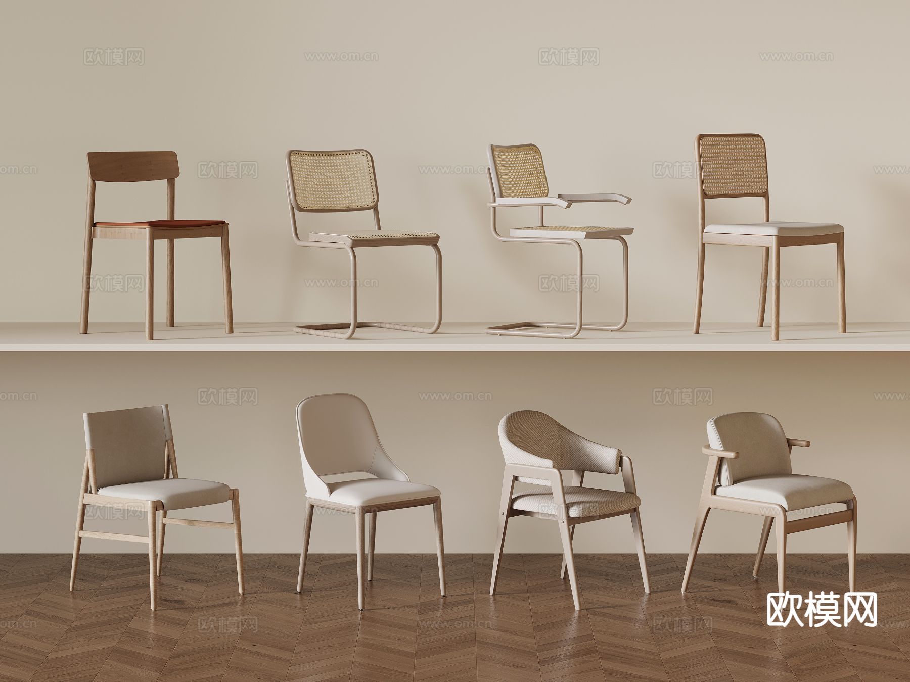 中古风椅子 餐椅3d模型下载